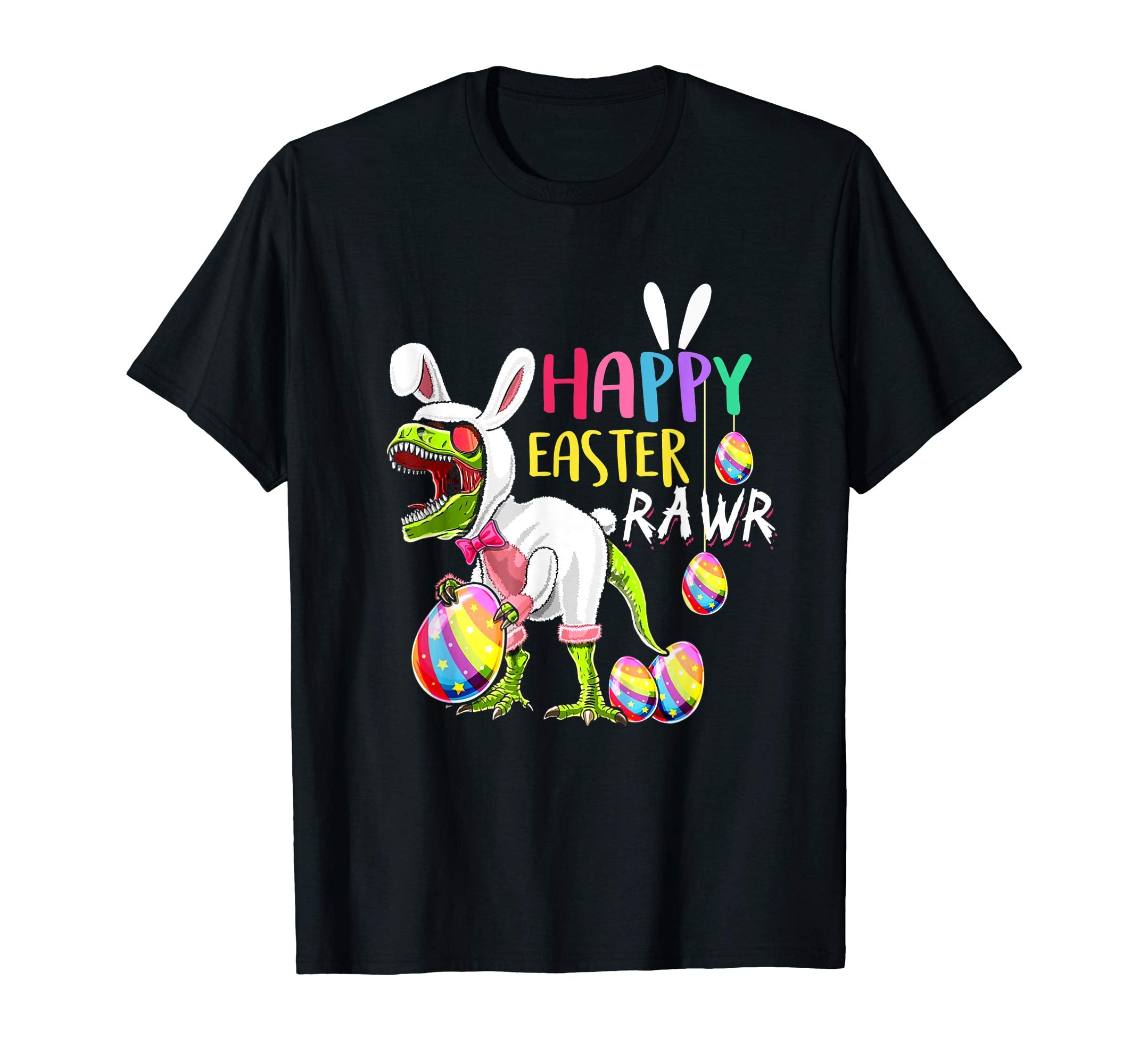 Happy Easter T Rex Dinosaur Easter Bunny Egg Shirt Kids