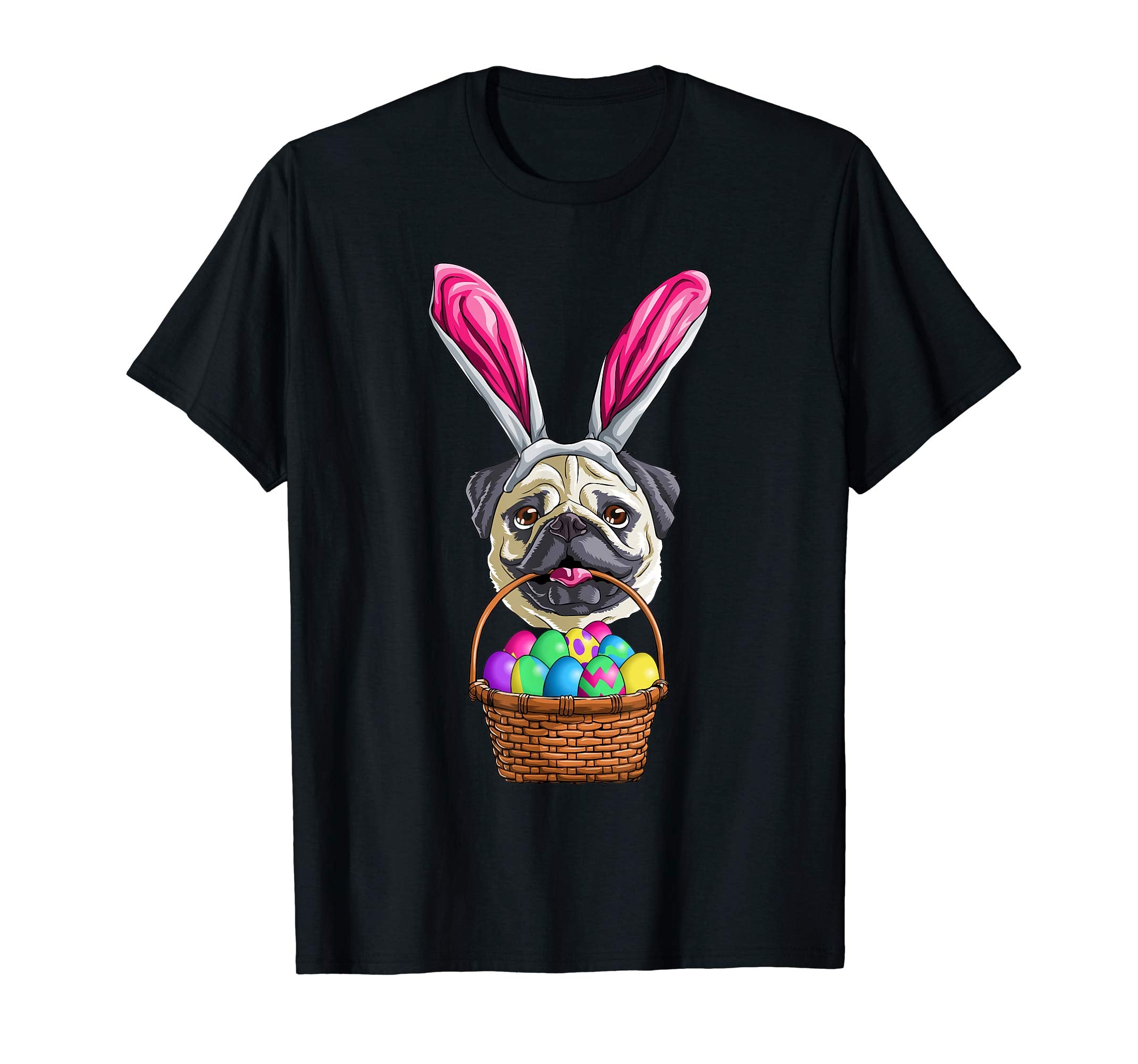 Easter Pug T Shirt Men Women Kids Bunny Basket Eggs Gift