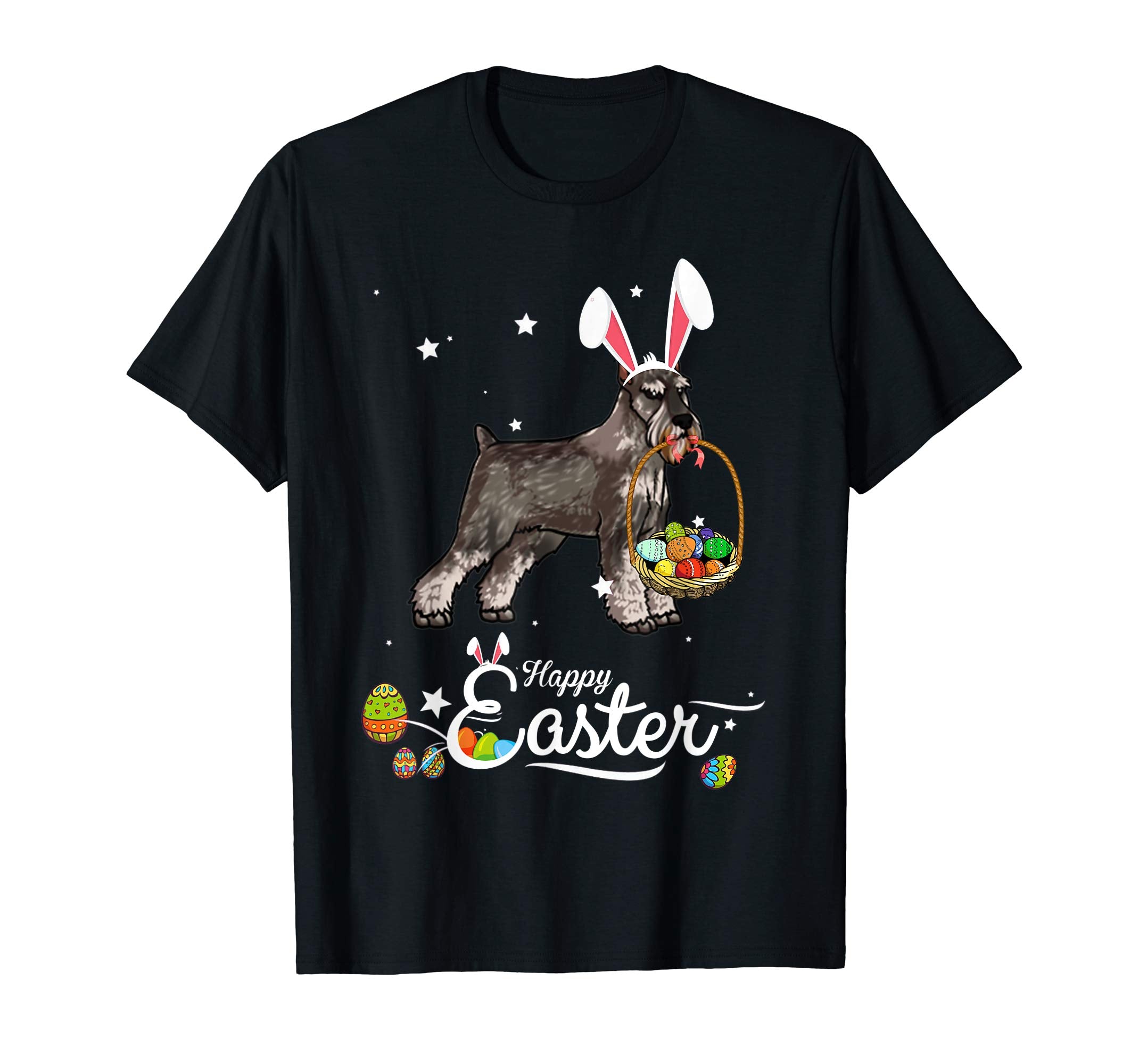 Standard Schnauzer Dog With Bunny Hat Easter Costume T Shirt