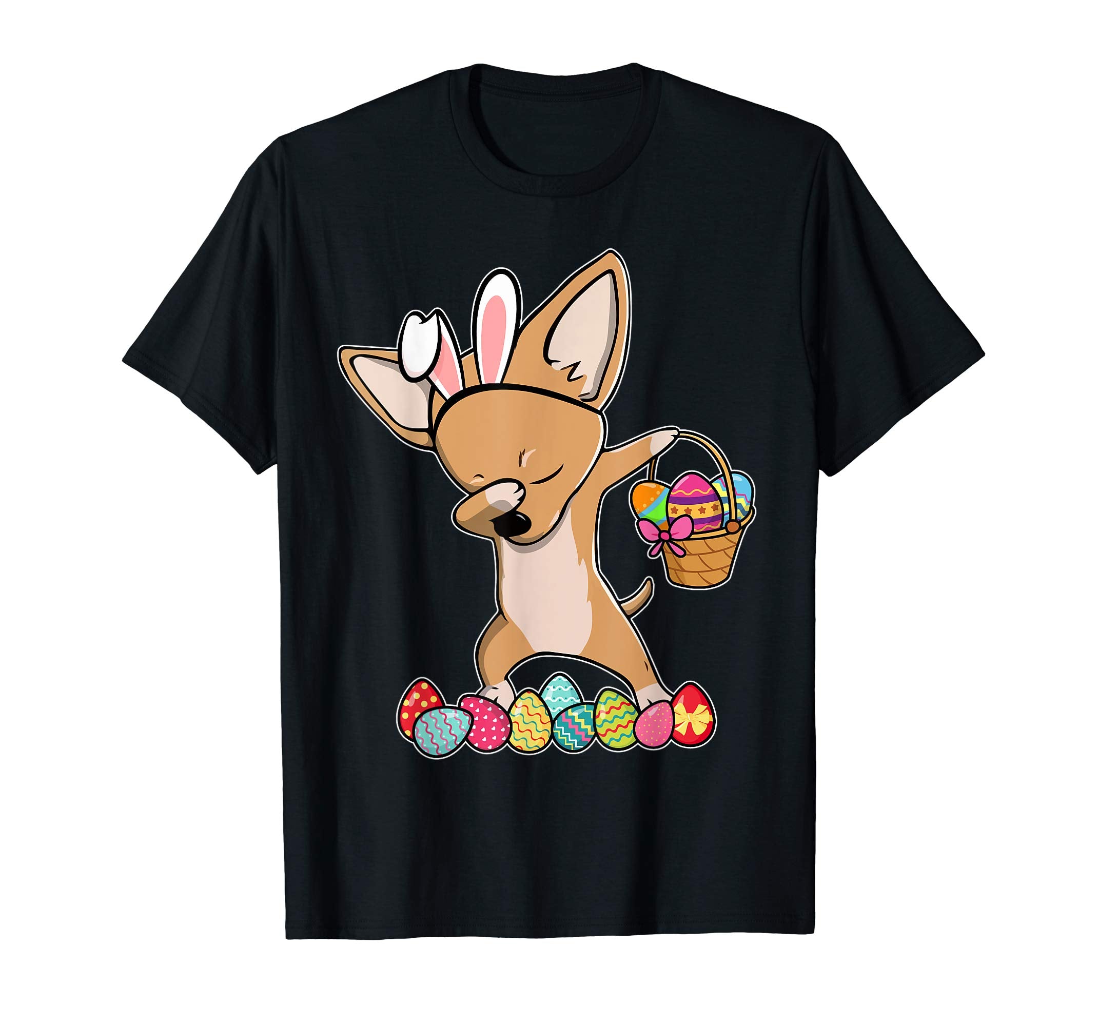 Chihuahua Dabbing Easter Bunny Egg Basket Hunting T-Shirt