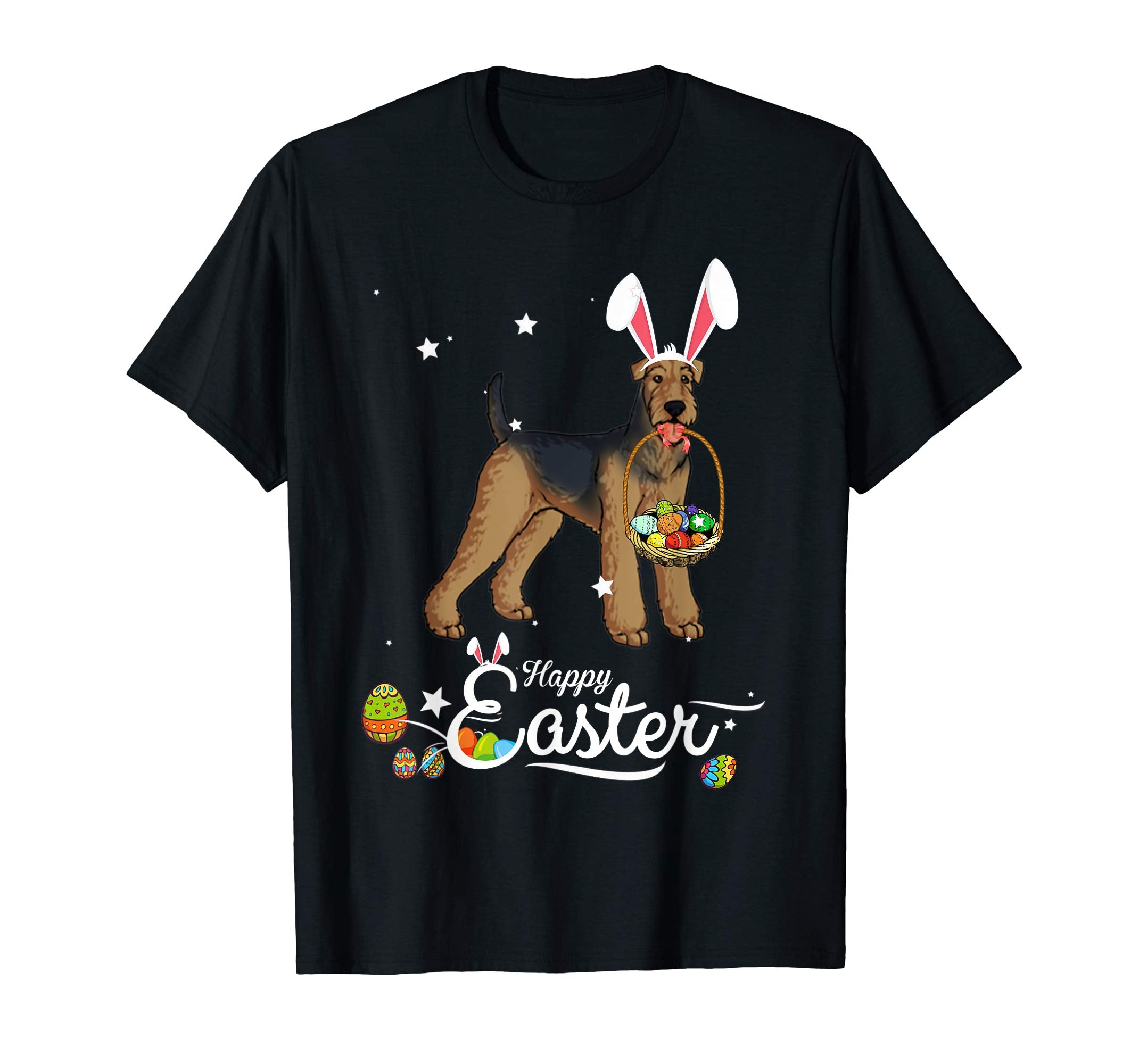 Airedale Terrier Dog With Bunny Hat Easter Costume T Shirt