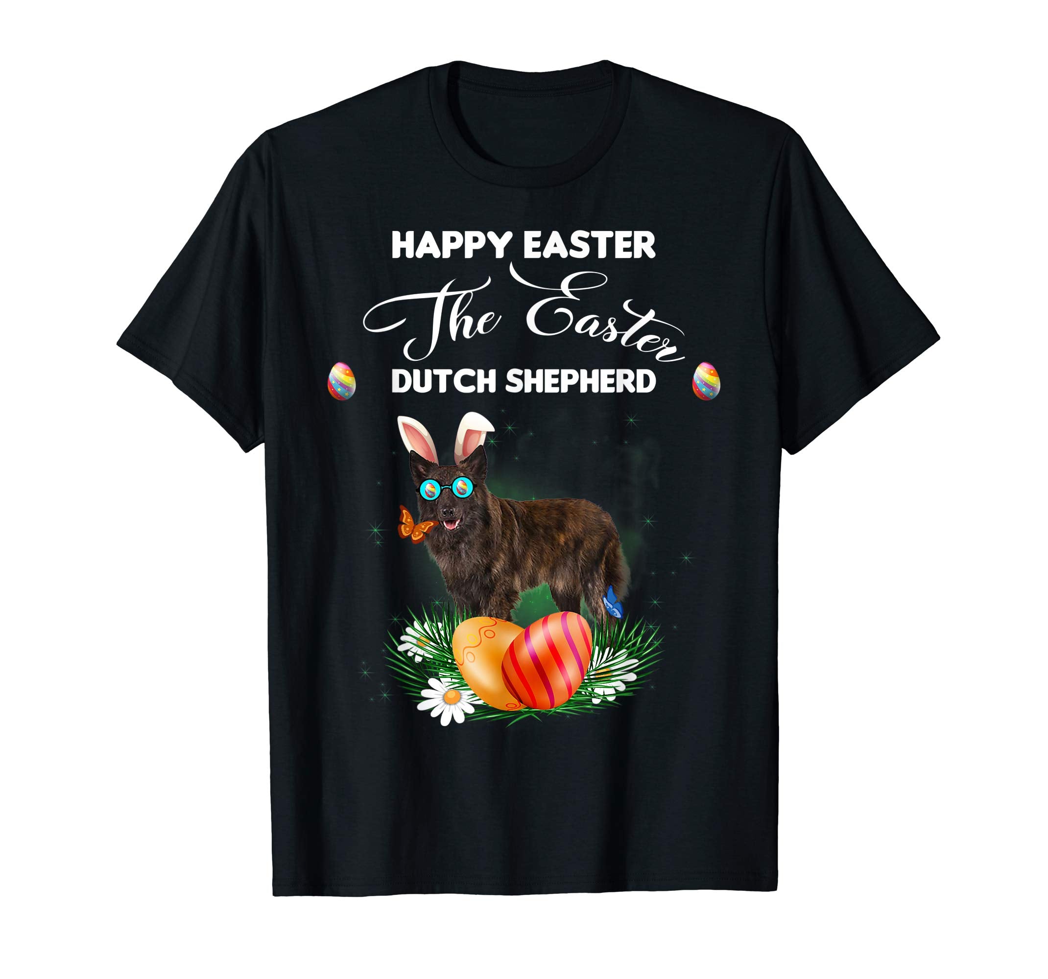 Dutch Shepherd Dog Sunglass Bunny Happy Easter Day Tshirt