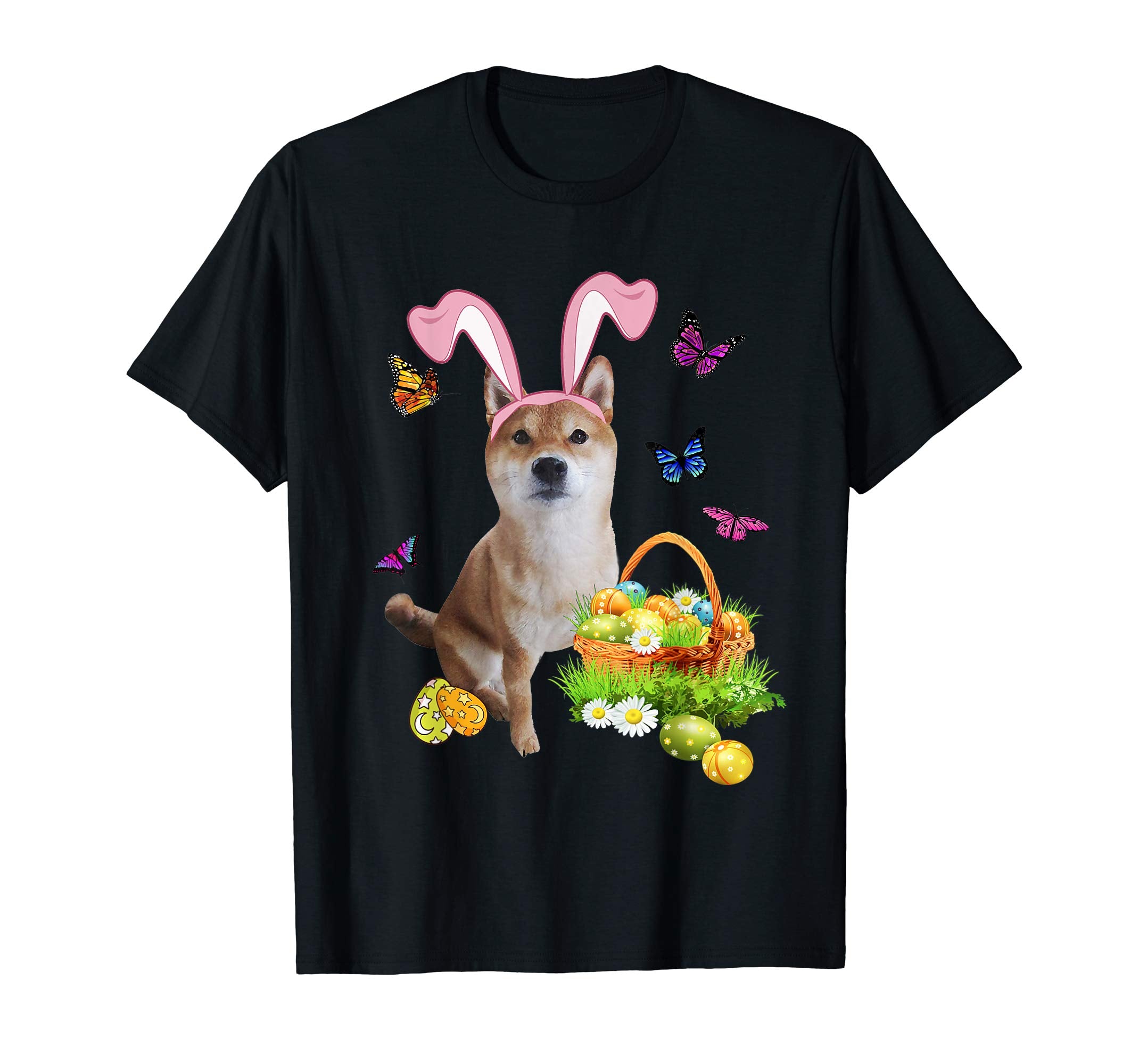 Akita Inu Bunny Hat Rabbit Easter Eggs T-Shirt