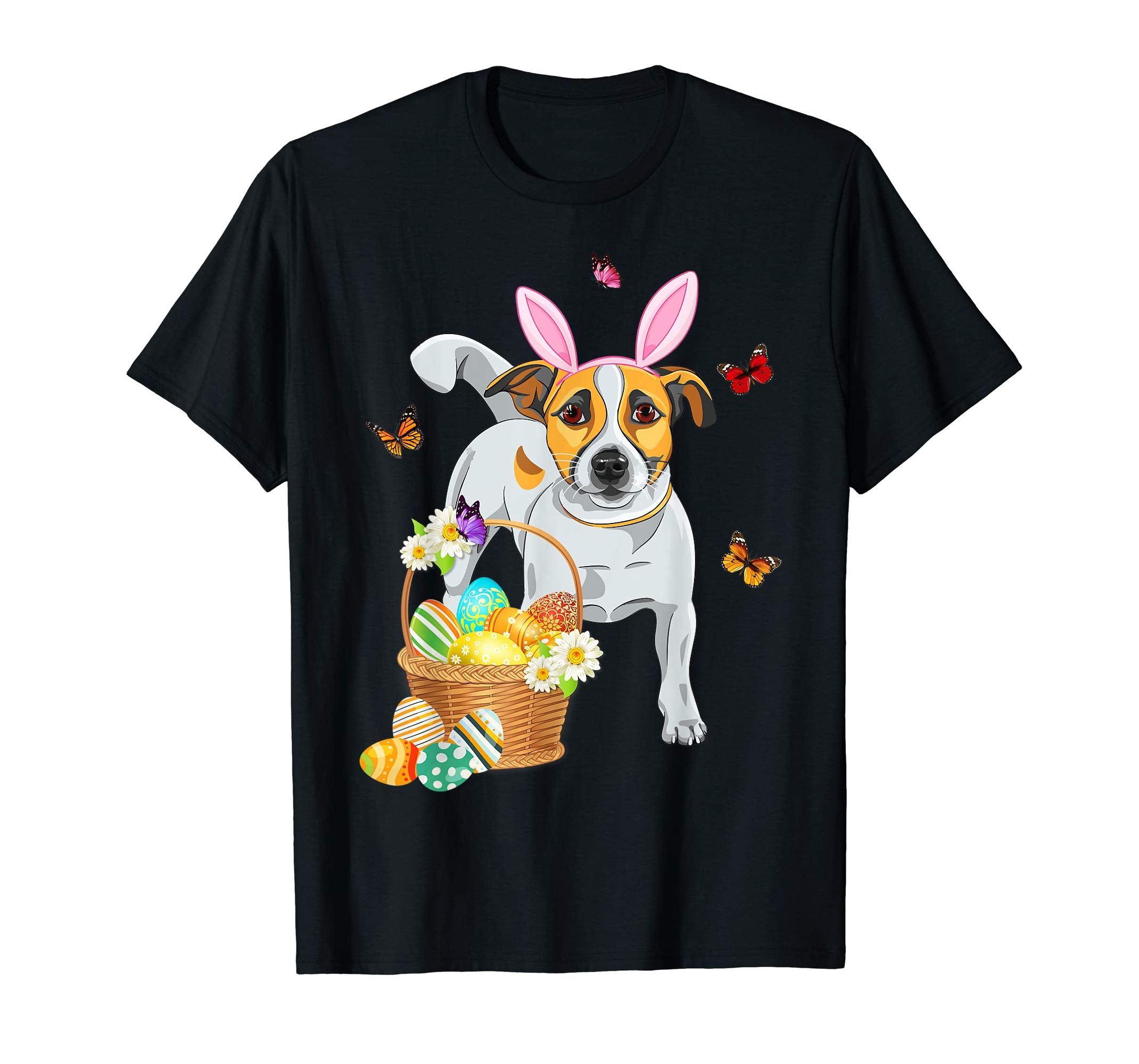 Jack Russell Bunny Hat Rabbit Easter Eggs Shirt Happy Ea