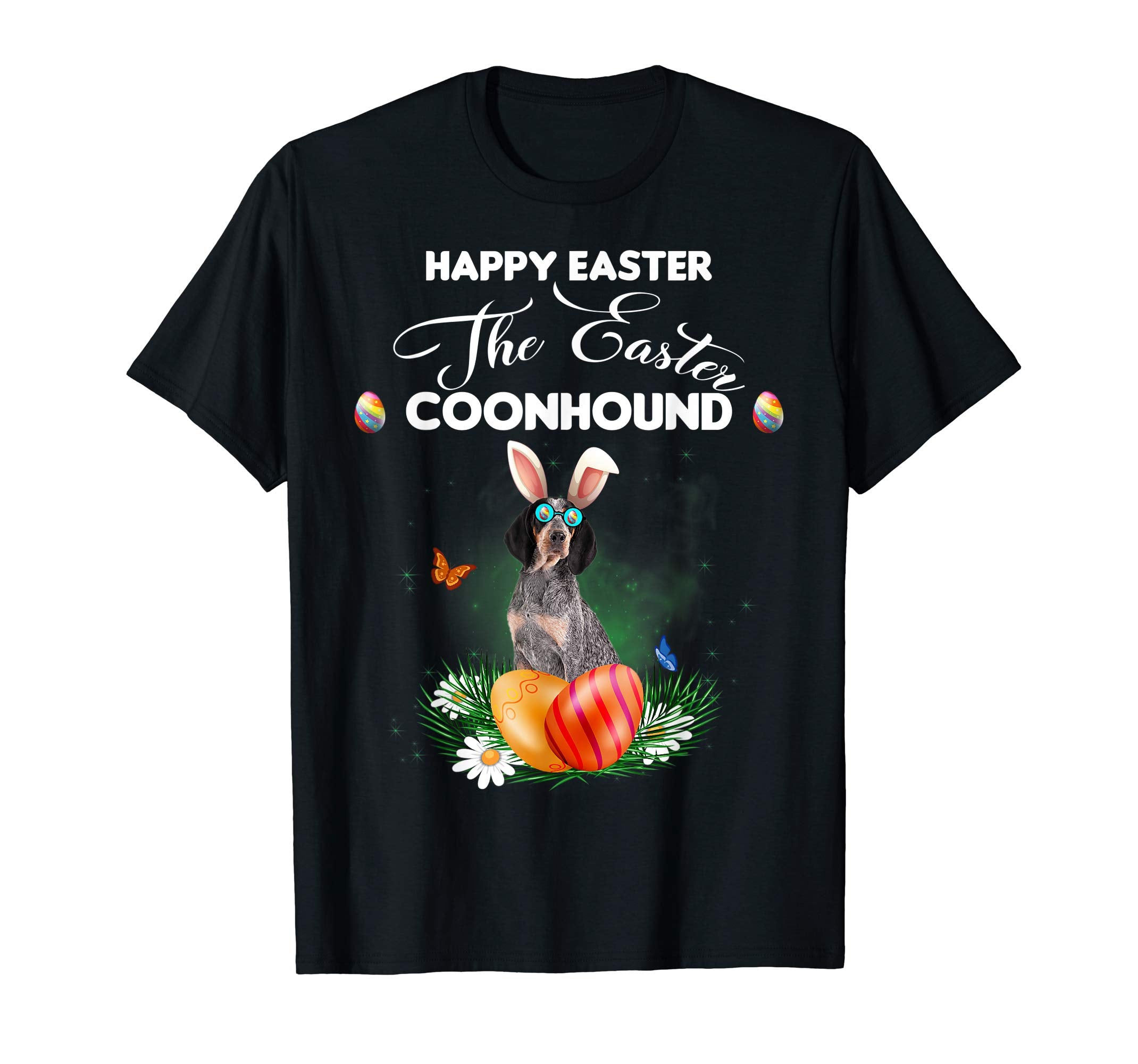 Coonhound Dog Sunglass Bunny Happy Easter Day Tshirt