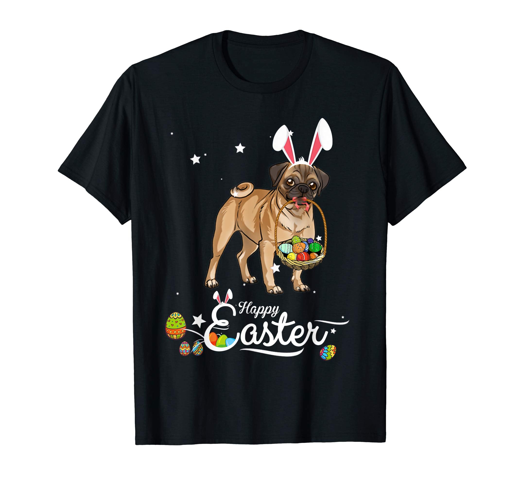Pug Dog With Bunny Hat Easter Costume T Shirt
