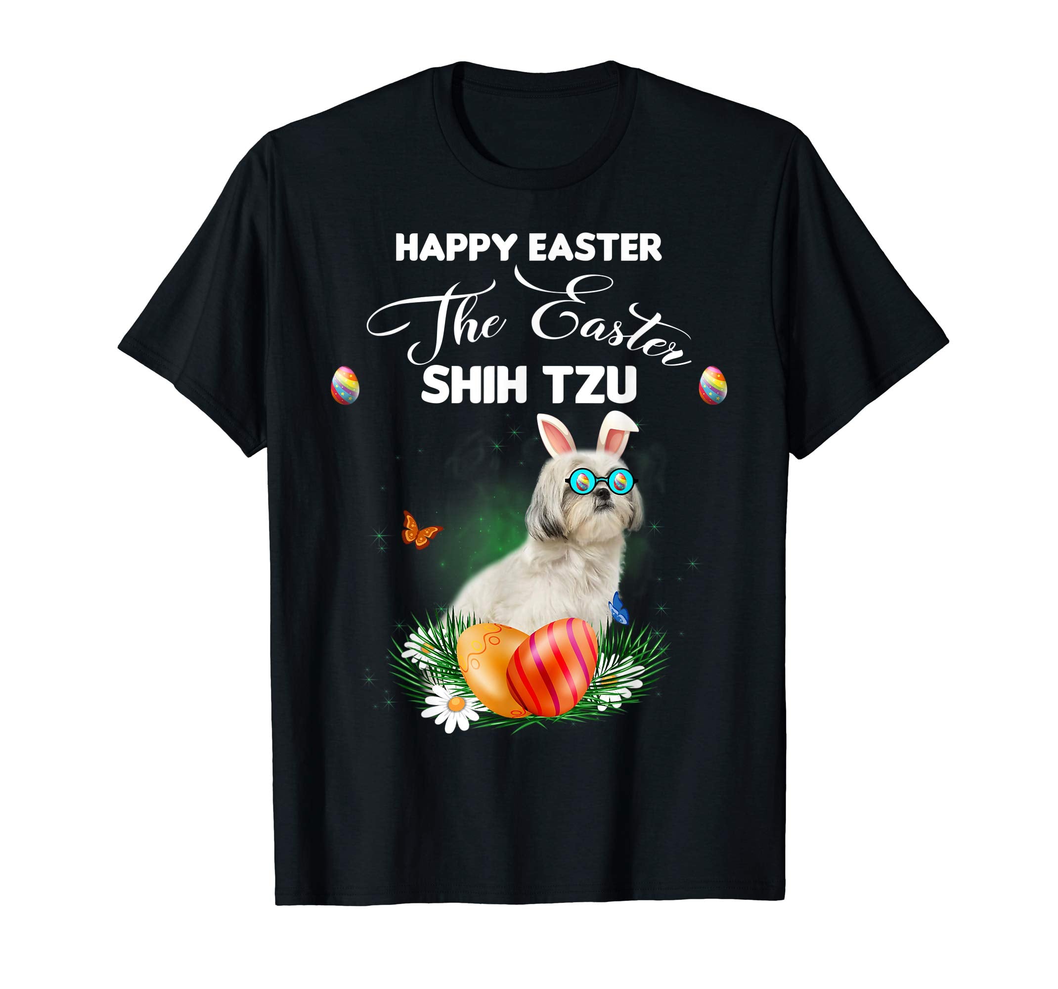 Shih Tzu Dog Sunglass Bunny Happy Easter Day Tshirt