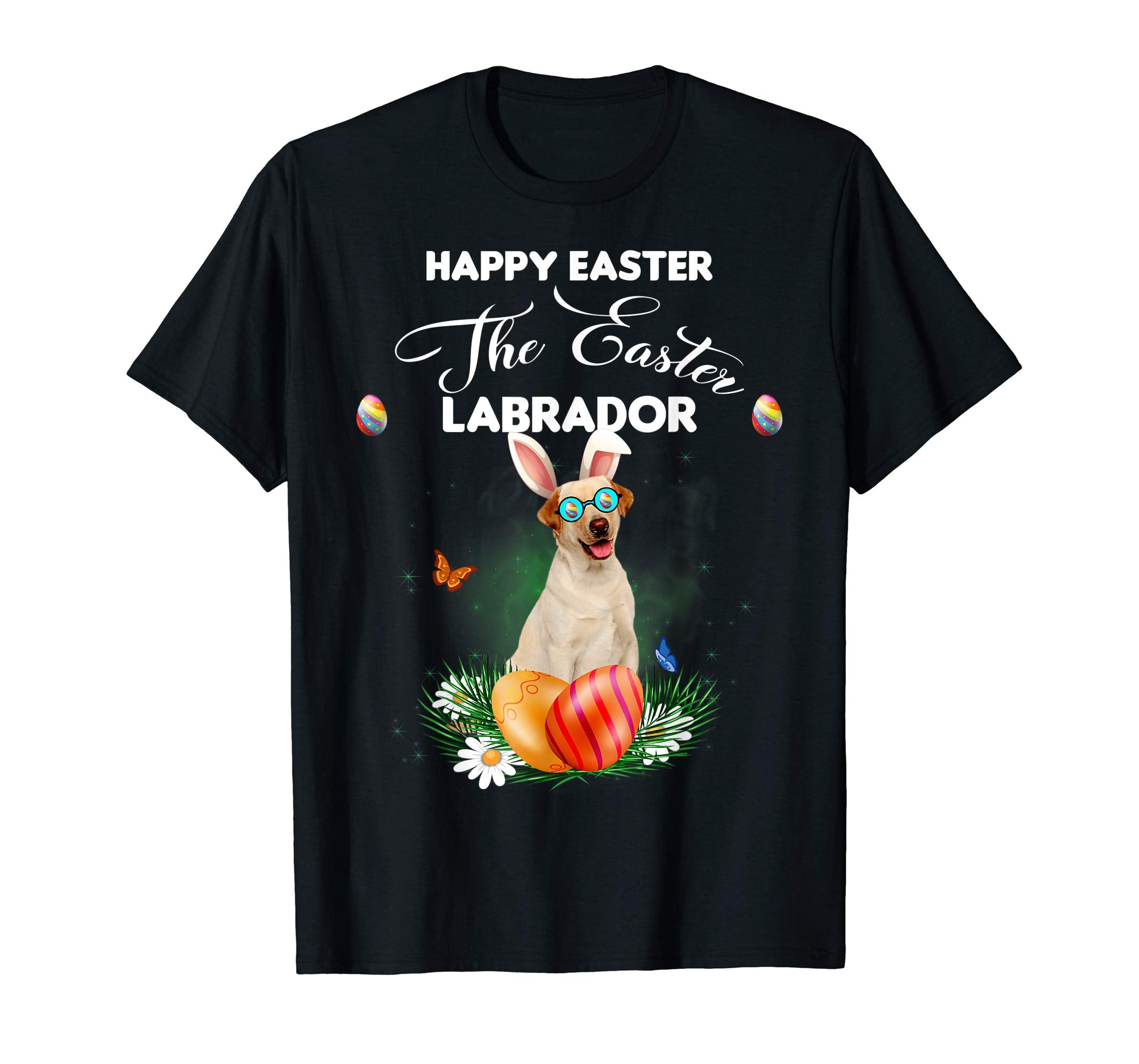 Labrador Dog Sunglass Bunny Happy Easter Day Tshirt