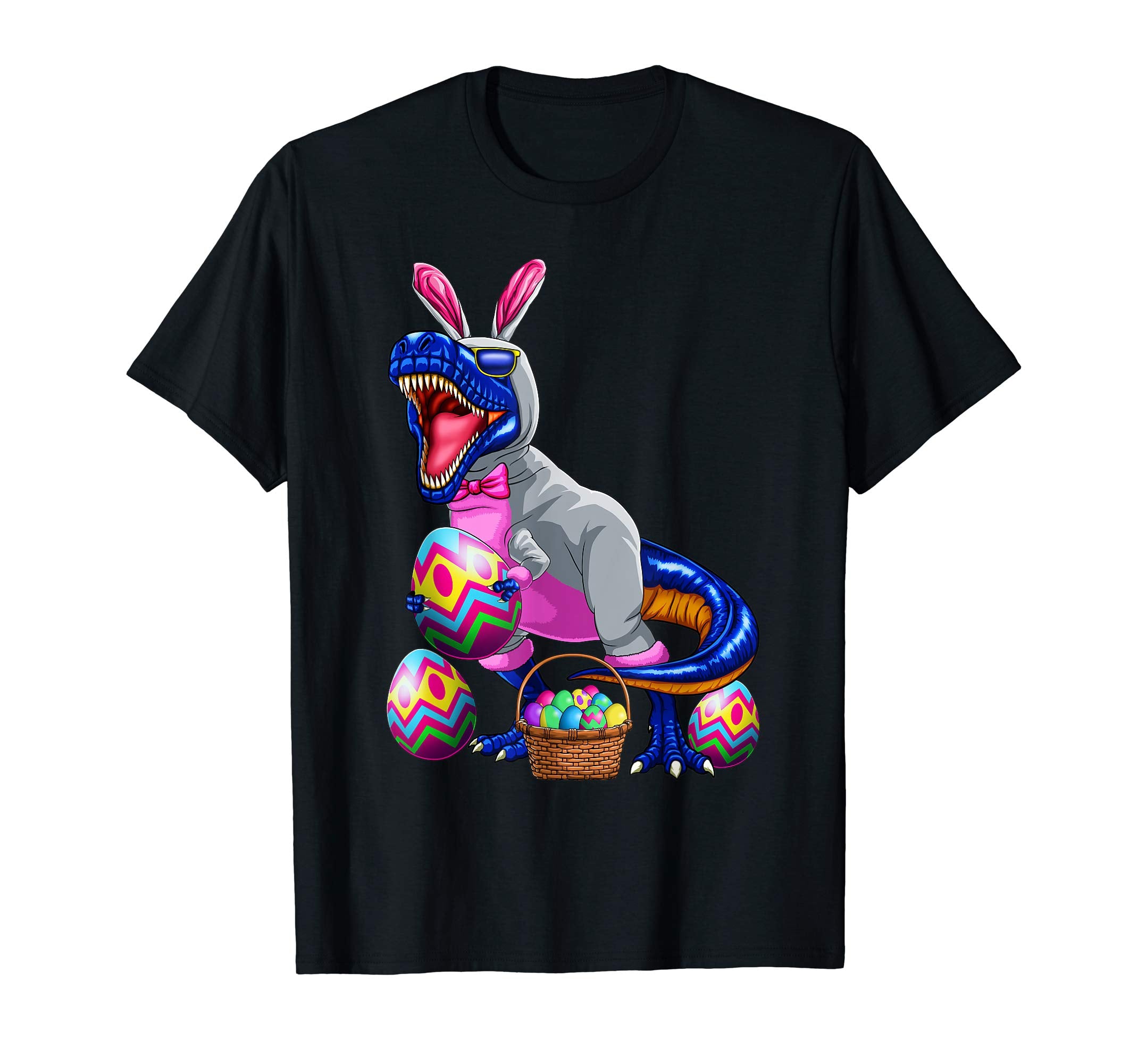 Easter T Rex Dinosaur Shirt Kids Boys Bunny Basket Eggs