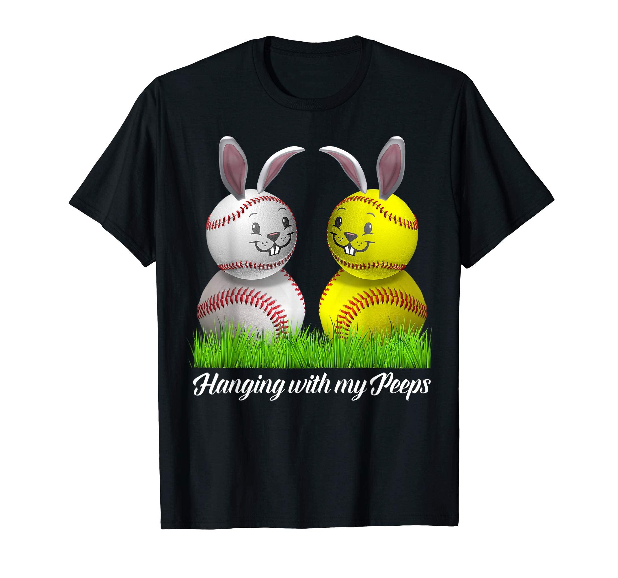 Hanging With My Peeps Funny Bunny Easter Softball Shirt