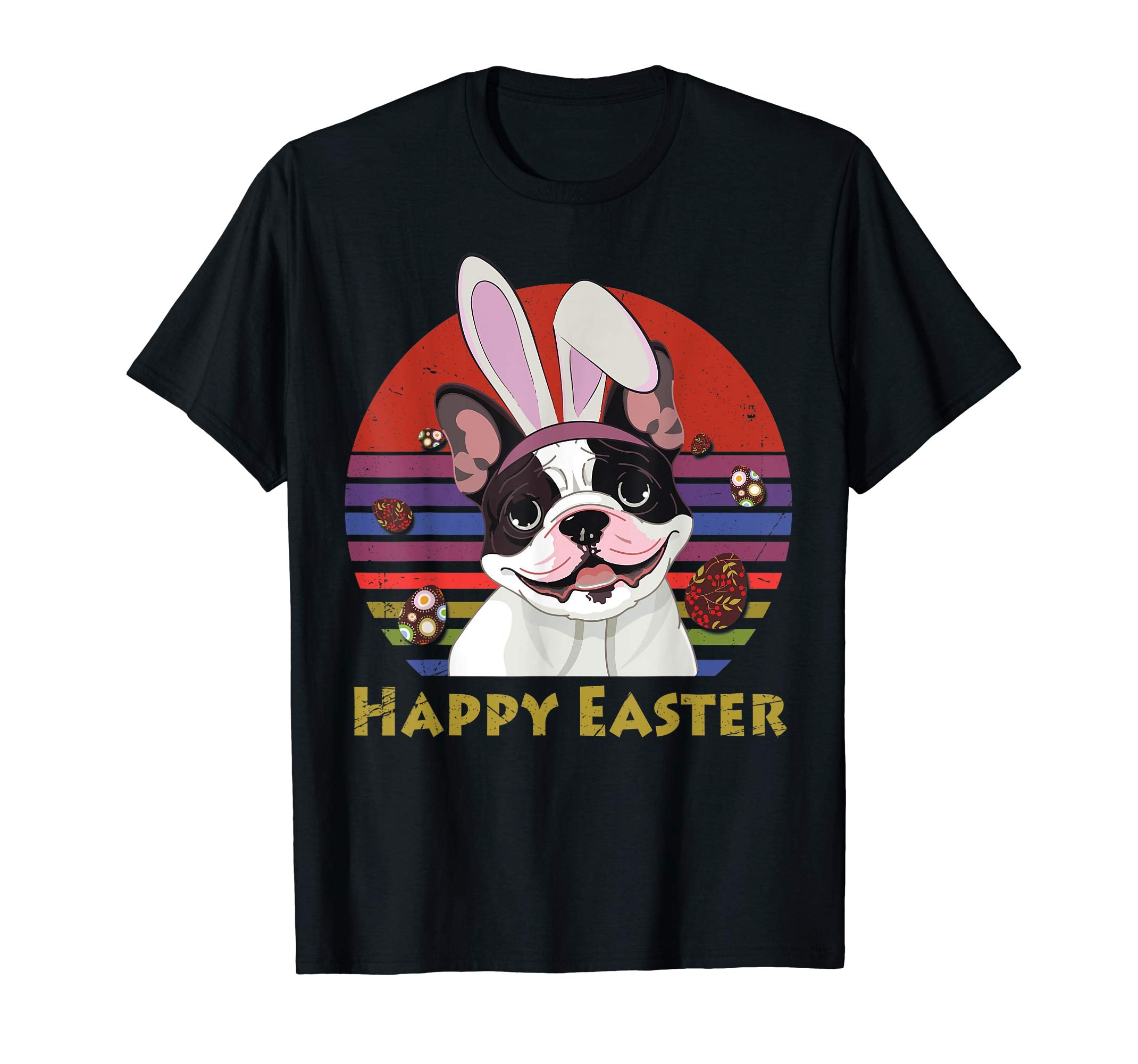 French Bulldog With Bunny Headband Happy Easter Tshirt Gifts