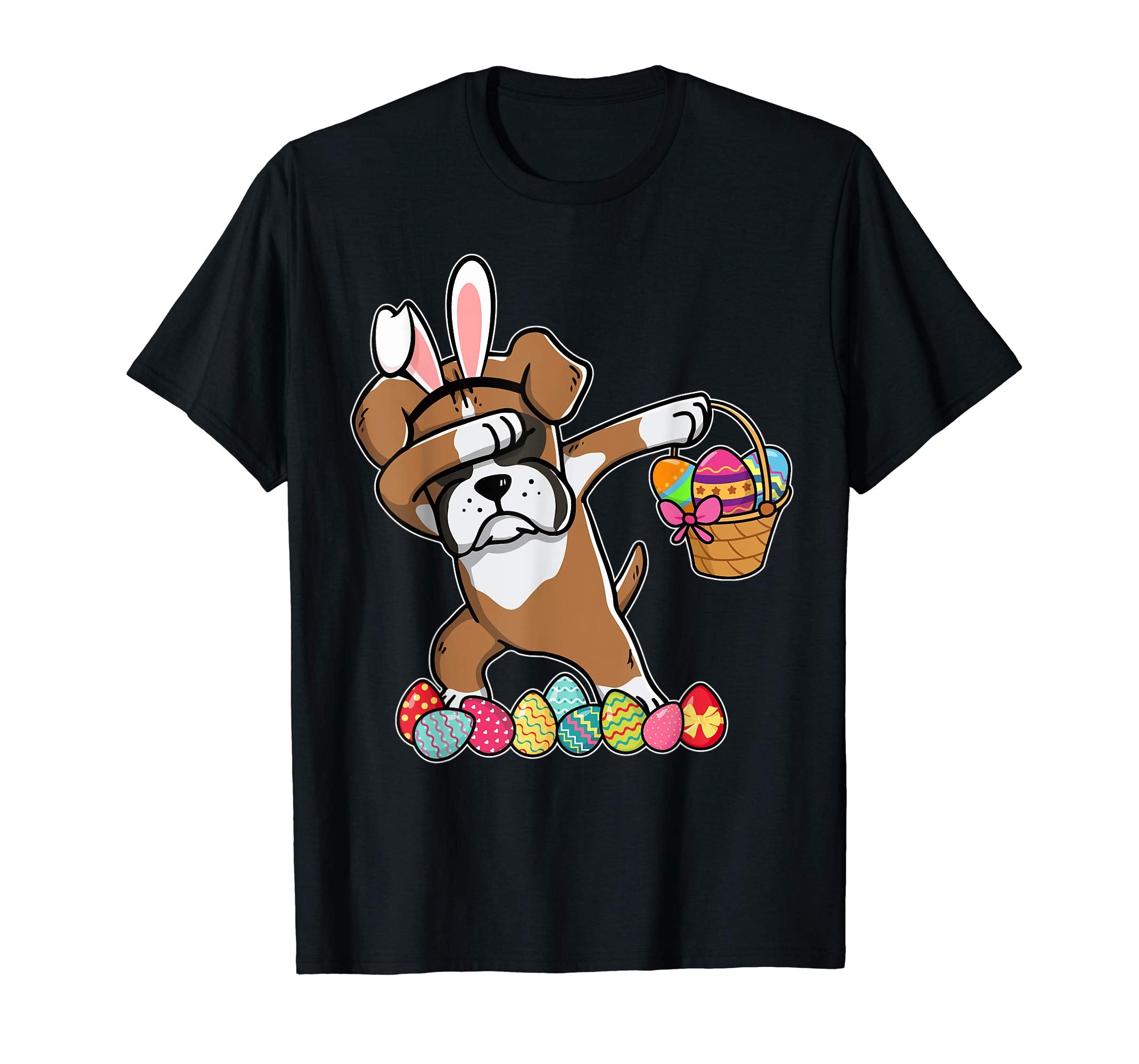 Boxer Dab Dabbing Dressed Easter Bunny Egg Basket T-Shirt