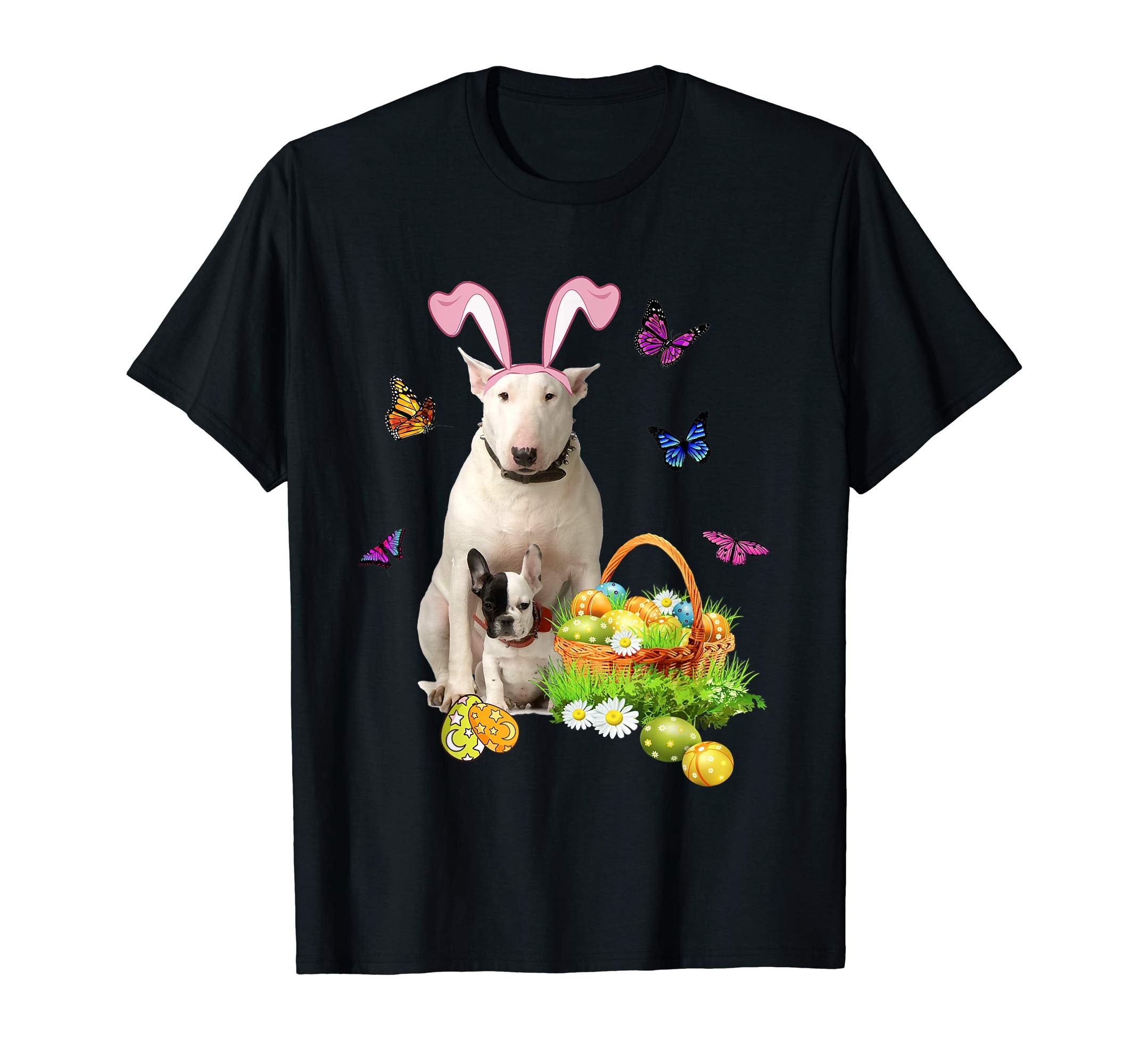 Bull Terrier Bunny Hat Rabbit Easter Eggs T-Shirt