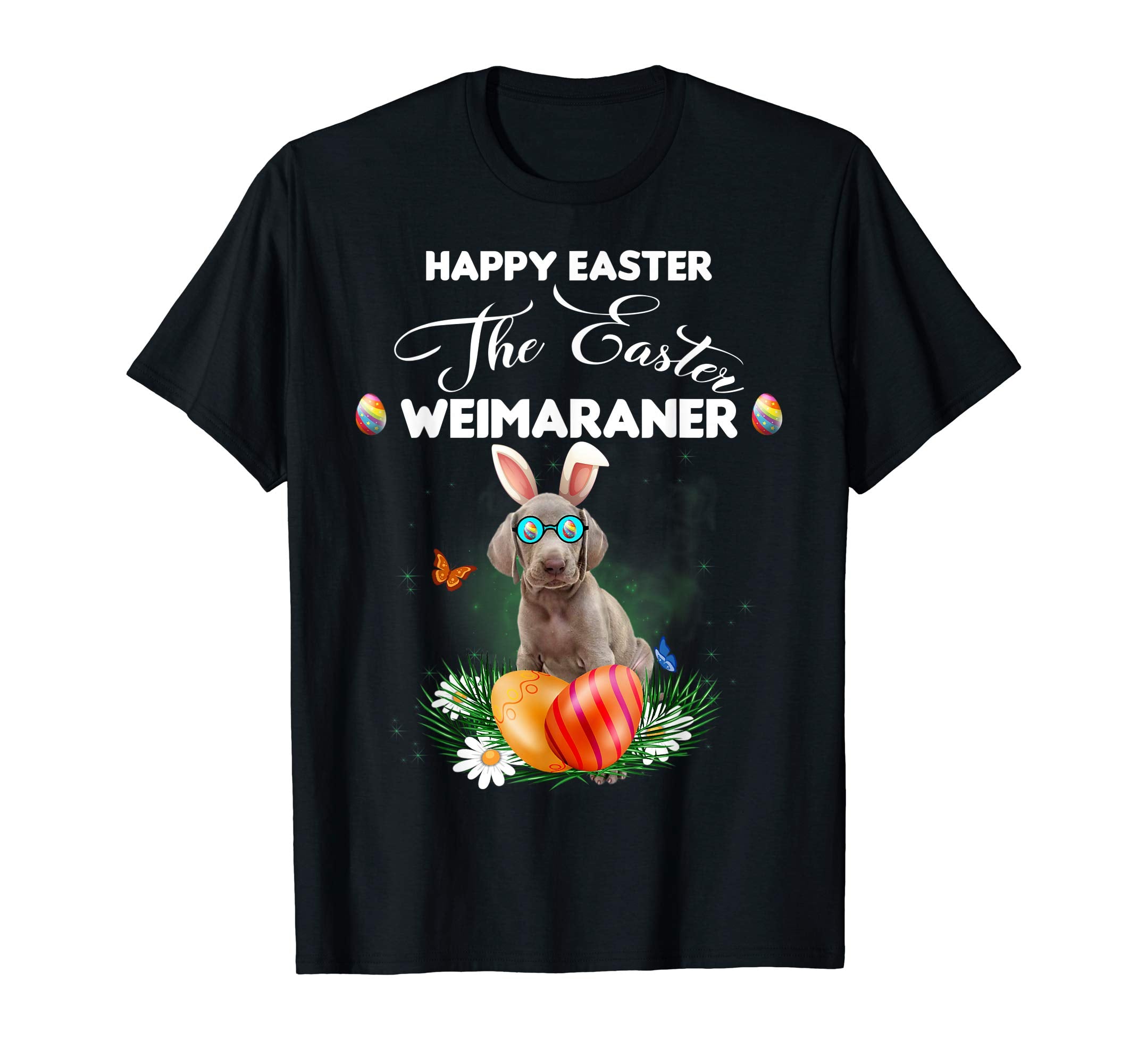 Weimaraner Dog Sunglass Bunny Happy Easter Day Tshirt