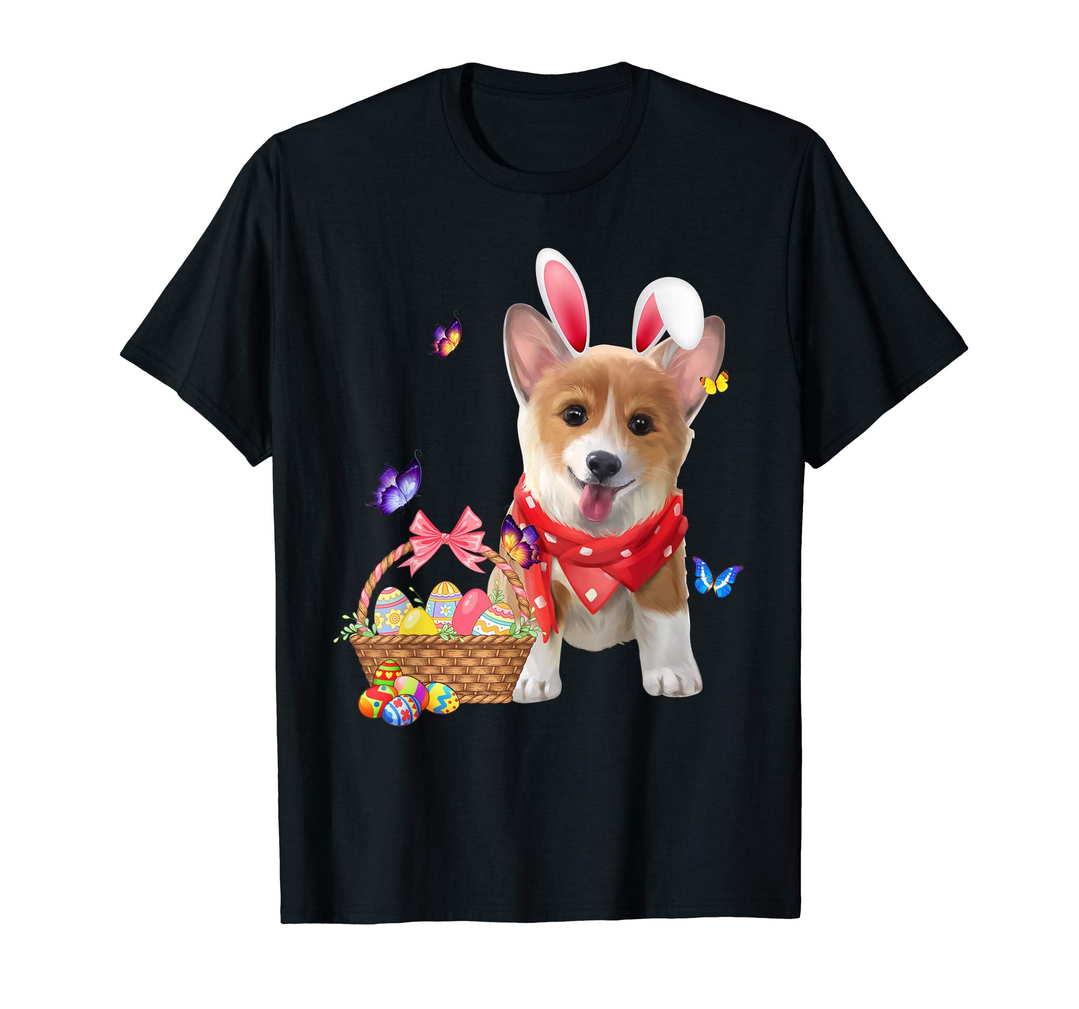 Funny Corgi Bunny with Eggs Easter T shirt Dog lovers