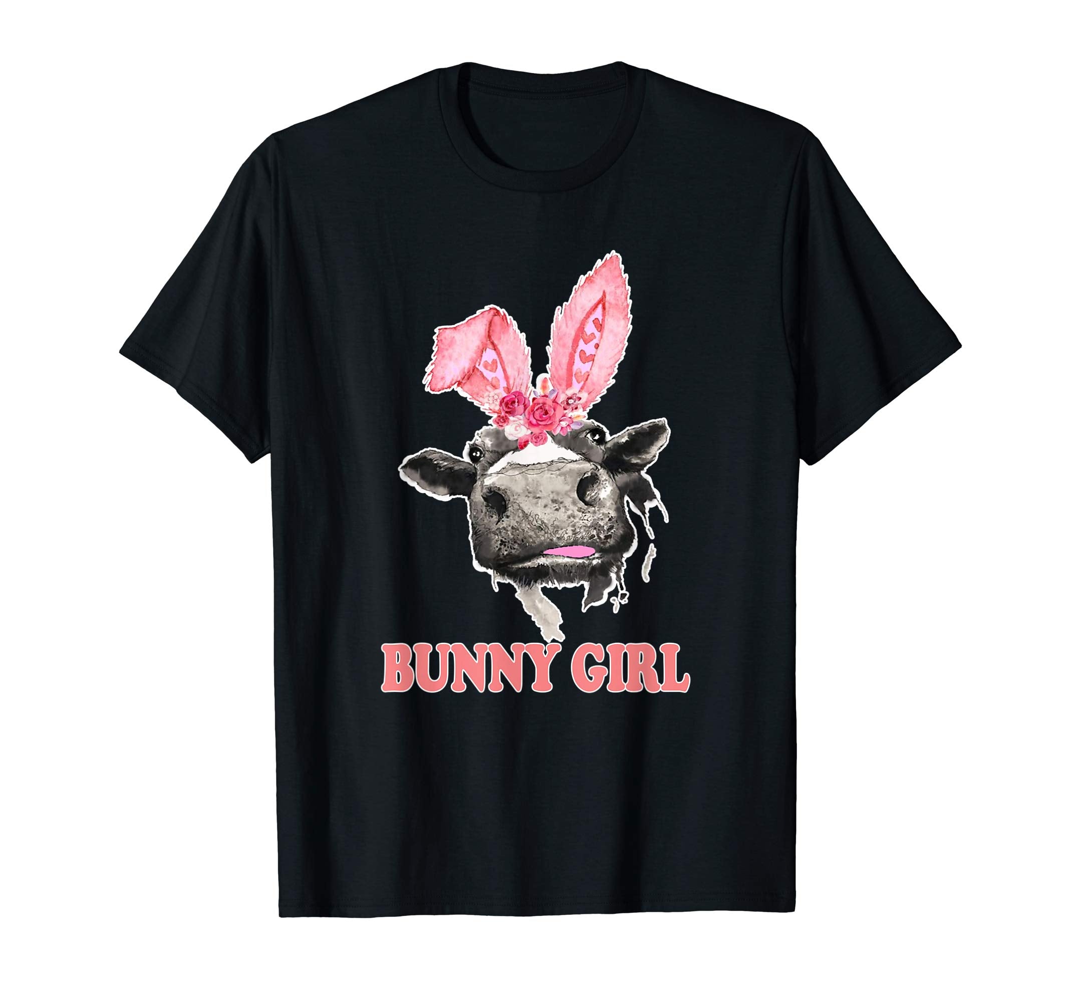 Cute Cow Face Farm Lover Pink Bunny Girl Easter Funny Shirt