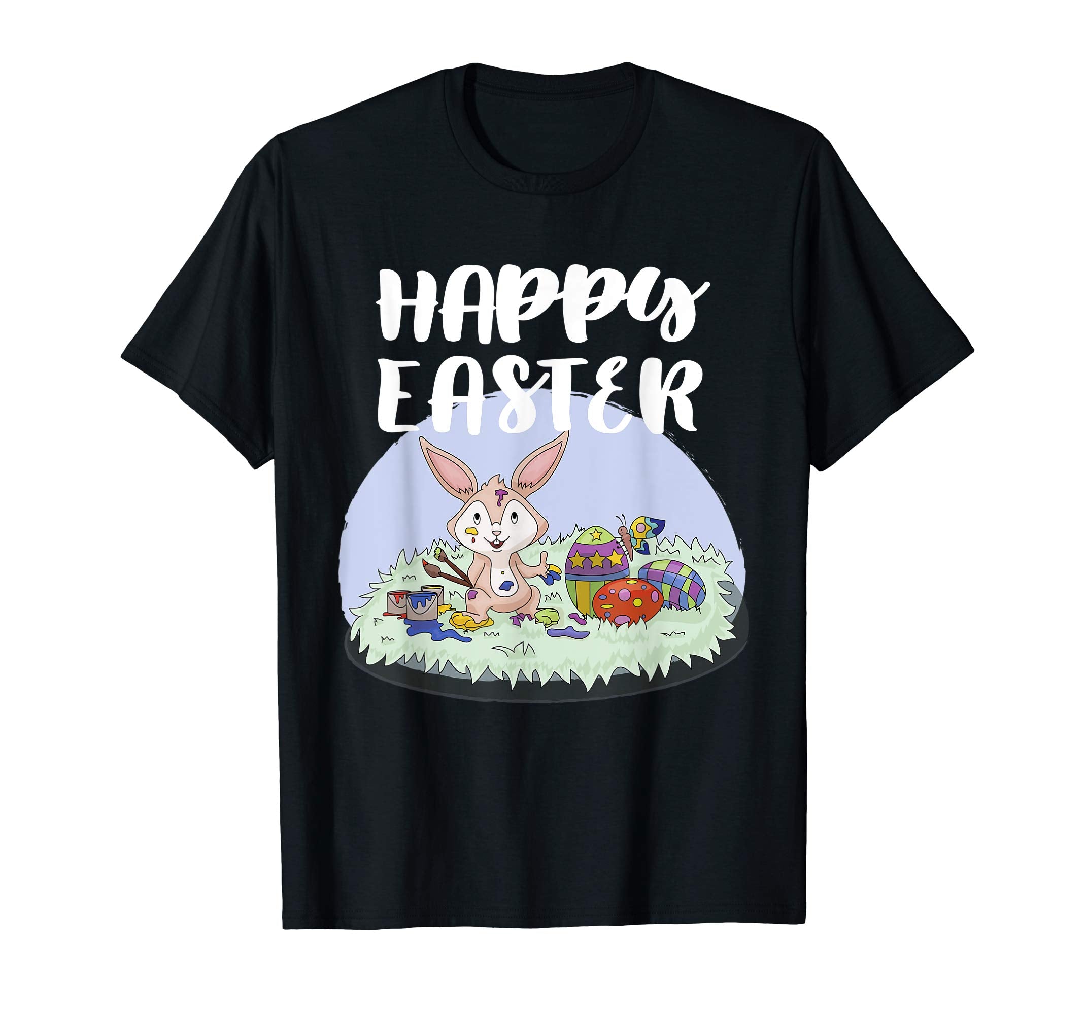 Happy Easter Bunny Tee Shirt Painting With Easter Eggs Tee