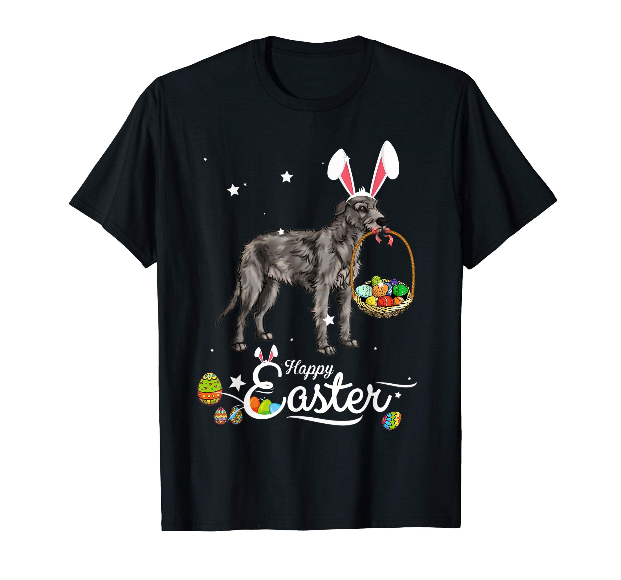 Irish Wolfhound Dog With Bunny Hat Easter Costume T Shirt