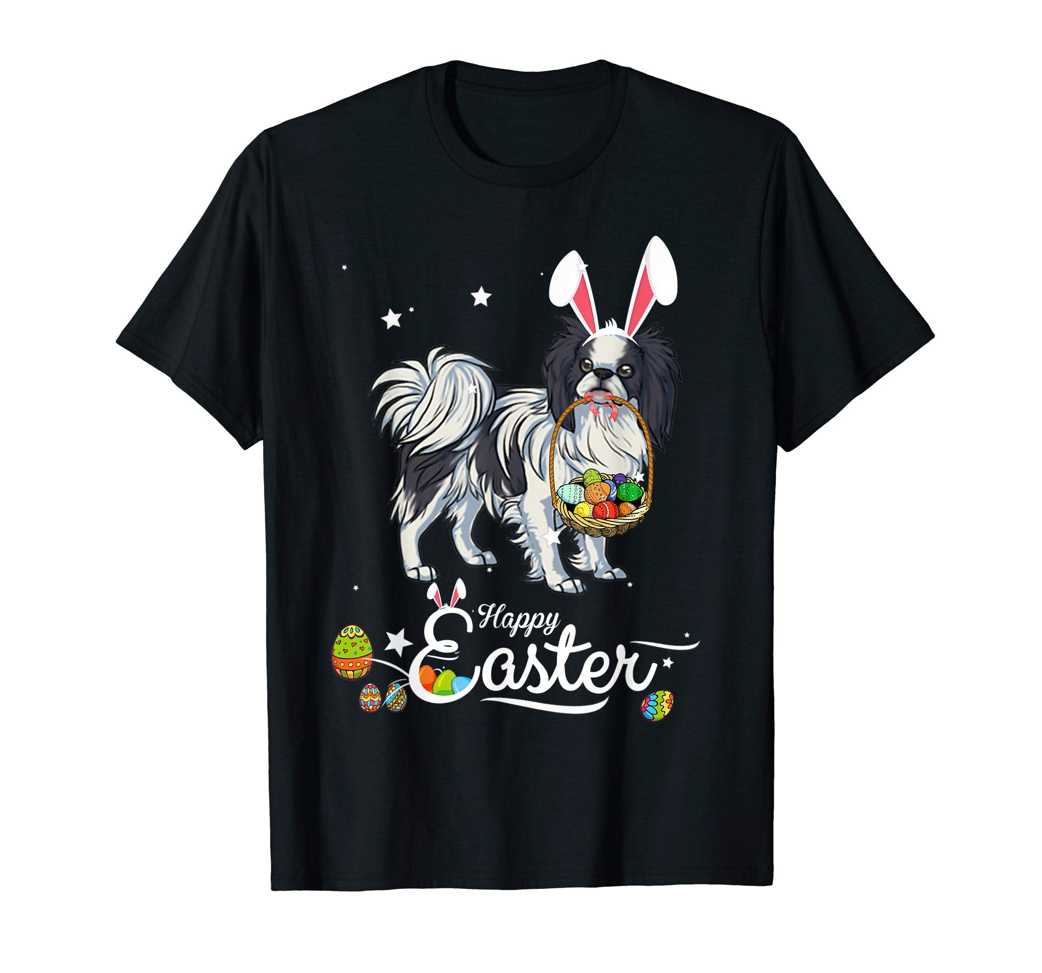 Japanese Chin Dog With Bunny Hat Easter Costume T Shirt