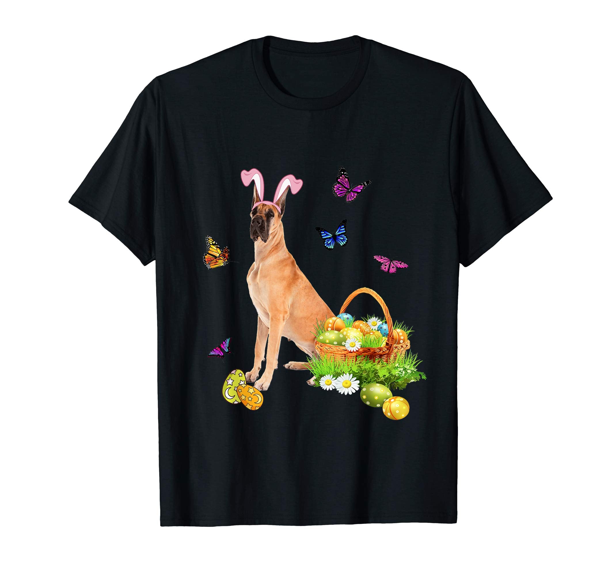 Great Dane Bunny Hat Rabbit Easter Eggs T-Shirt