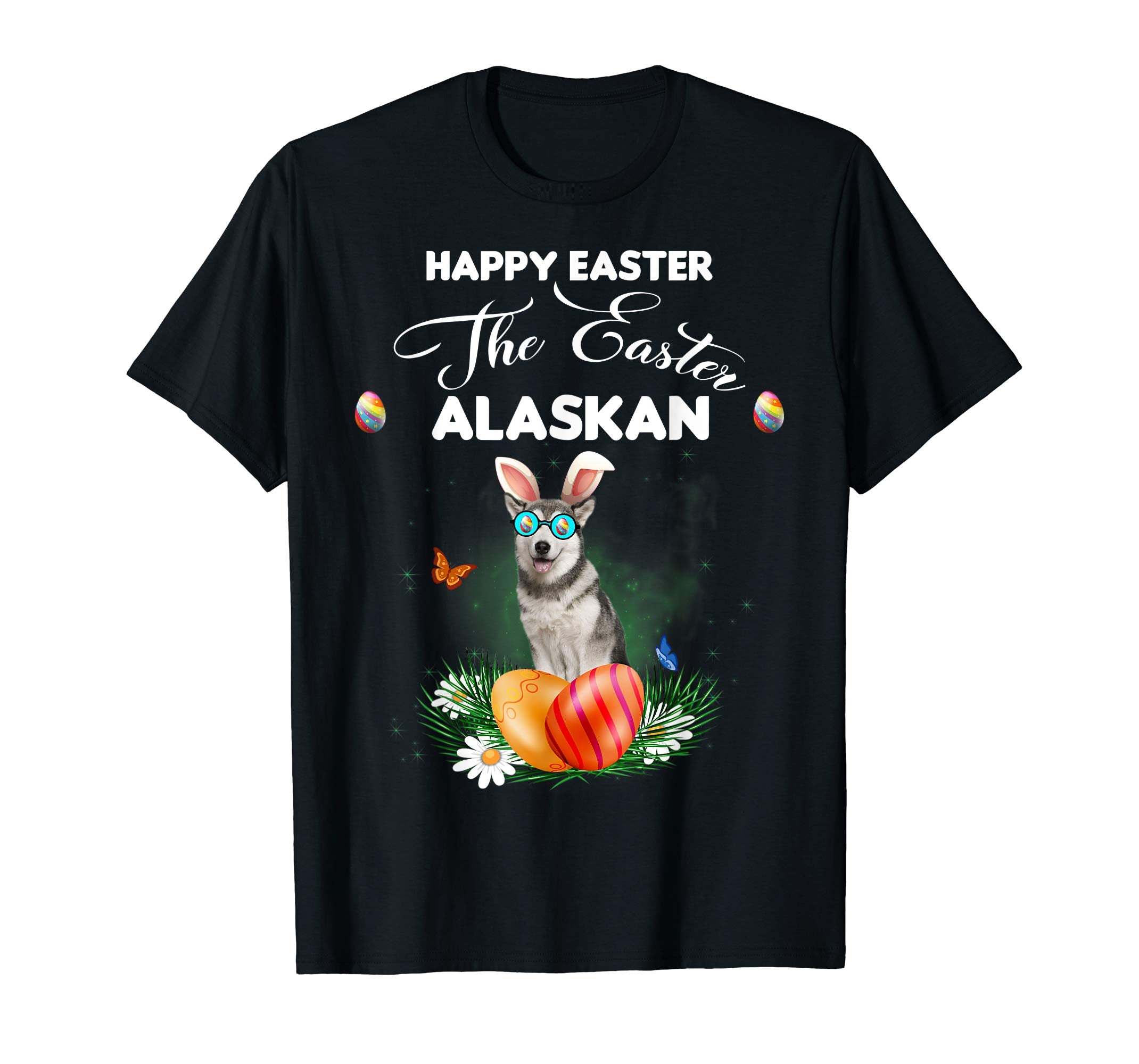 Alaskan Dog Sunglass Bunny Happy Easter Day Tshirt