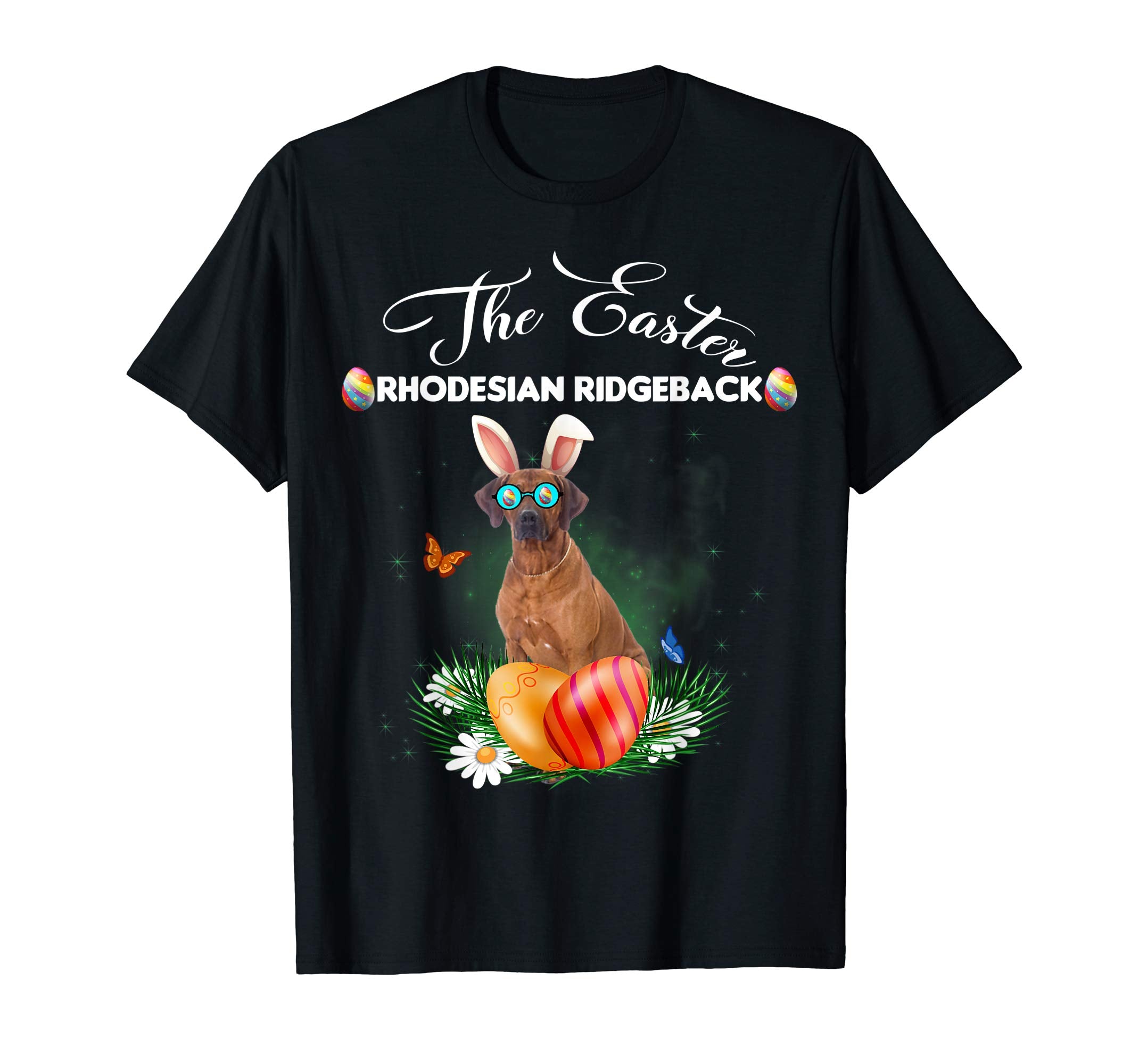 Rhodesian Ridgeback Bunny Easter Day Dog Gifts T-Shirt