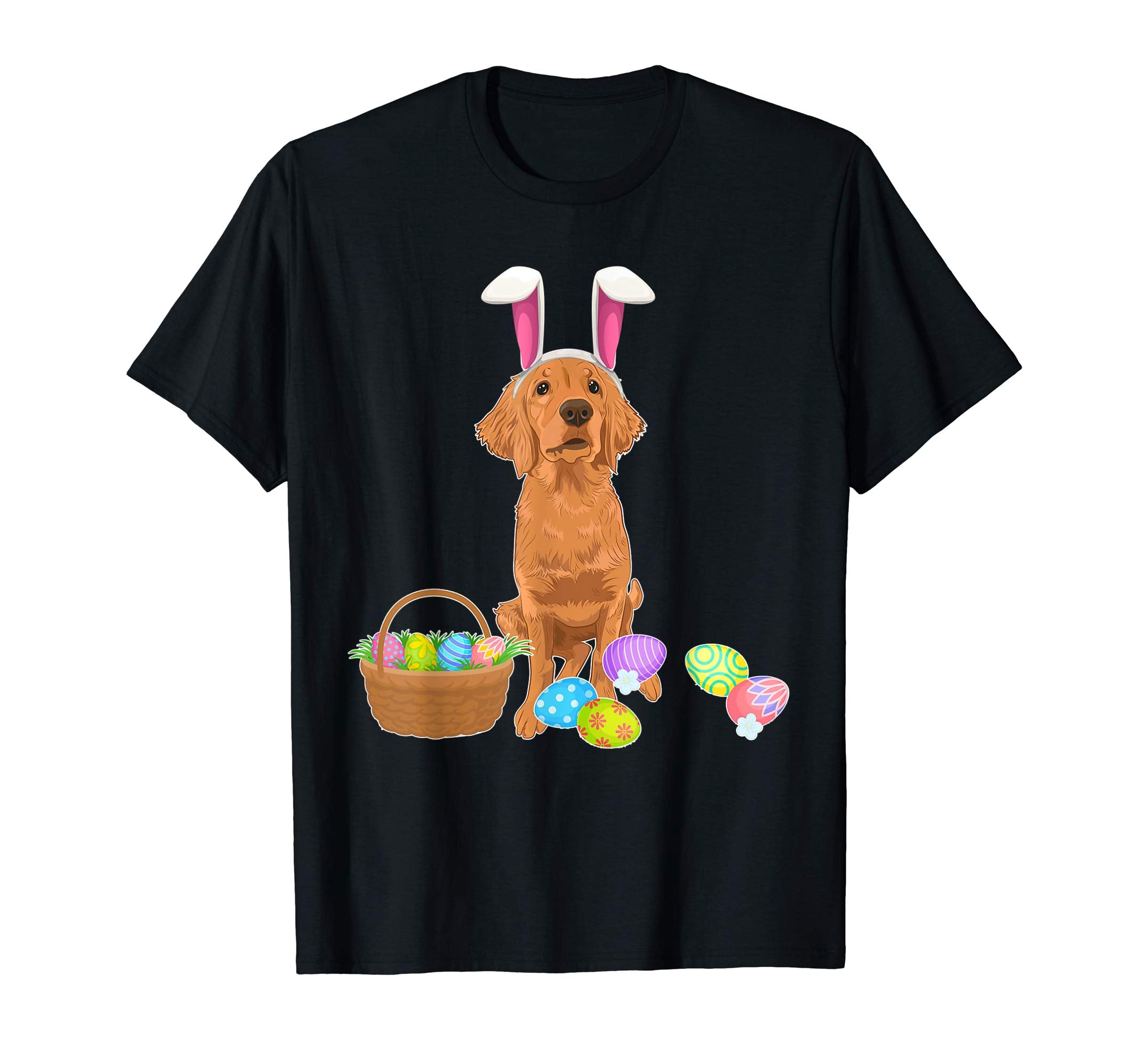Golden Retriever Bunny Rabbit Hat Easter Eggs Happy Shirt
