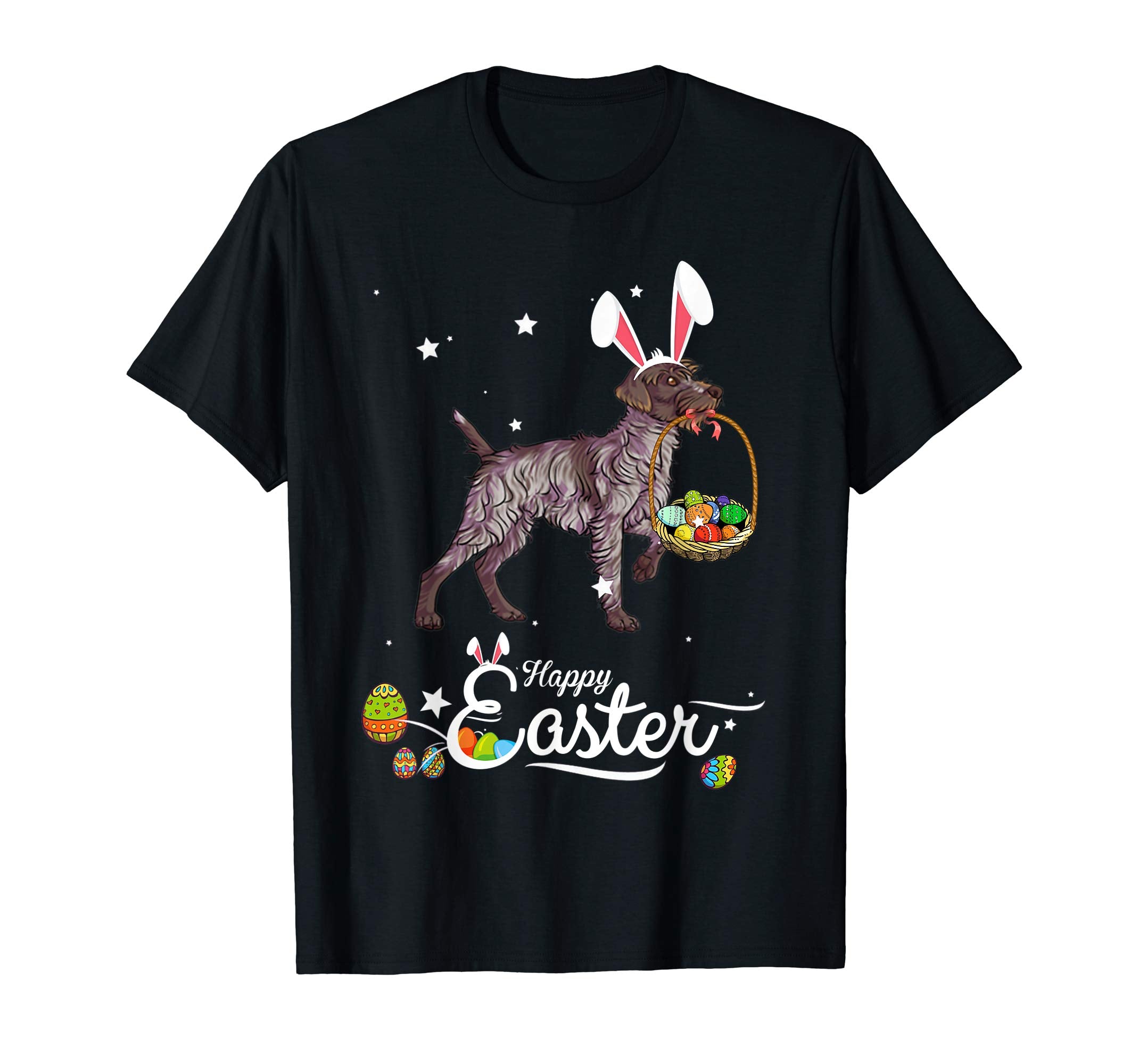 Wirehaired Pointing Griffon Dog With Bunny Hat Easter TShirt