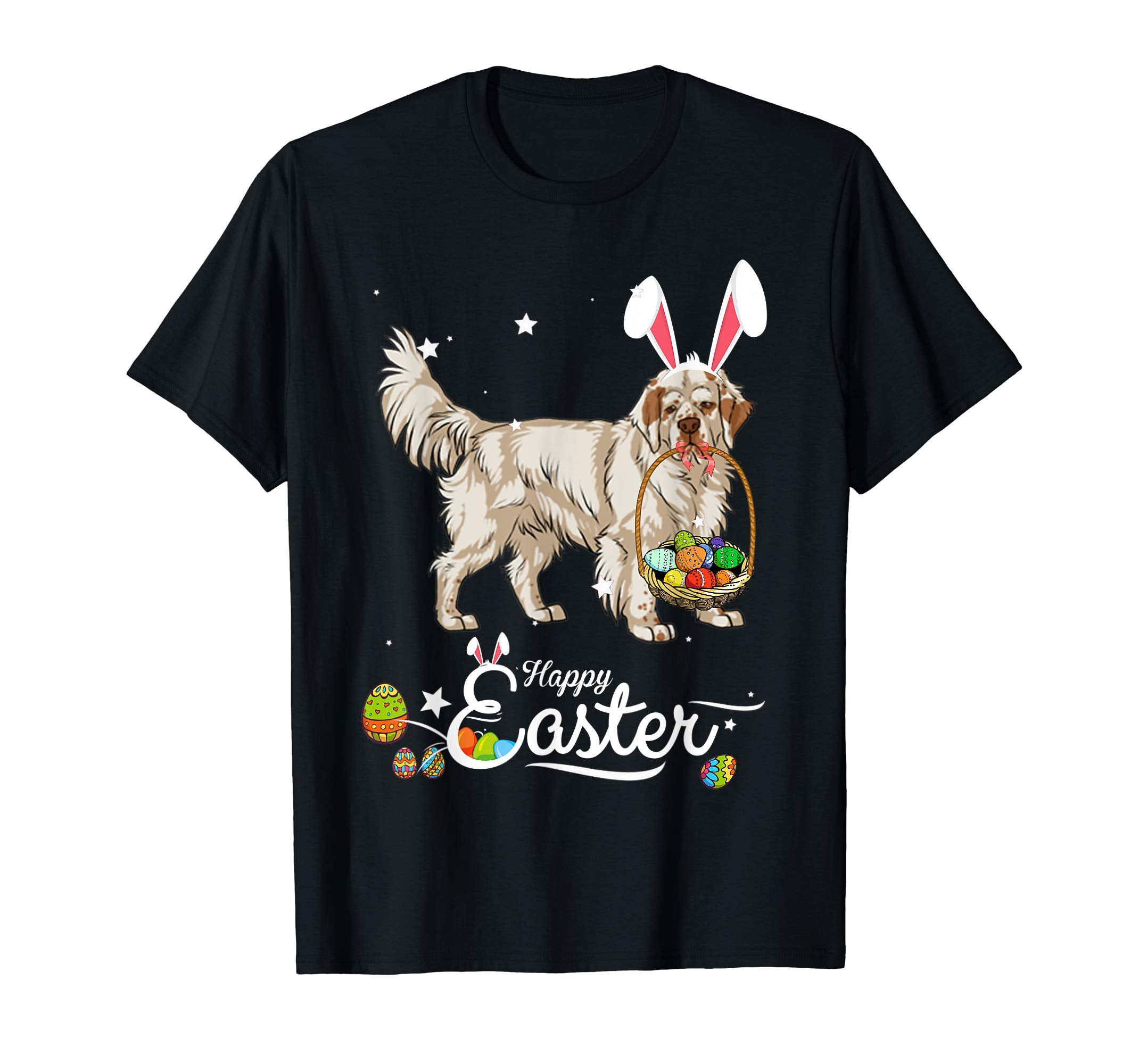 Clumber Spaniel Dog With Bunny Hat Easter Costume T Shirt
