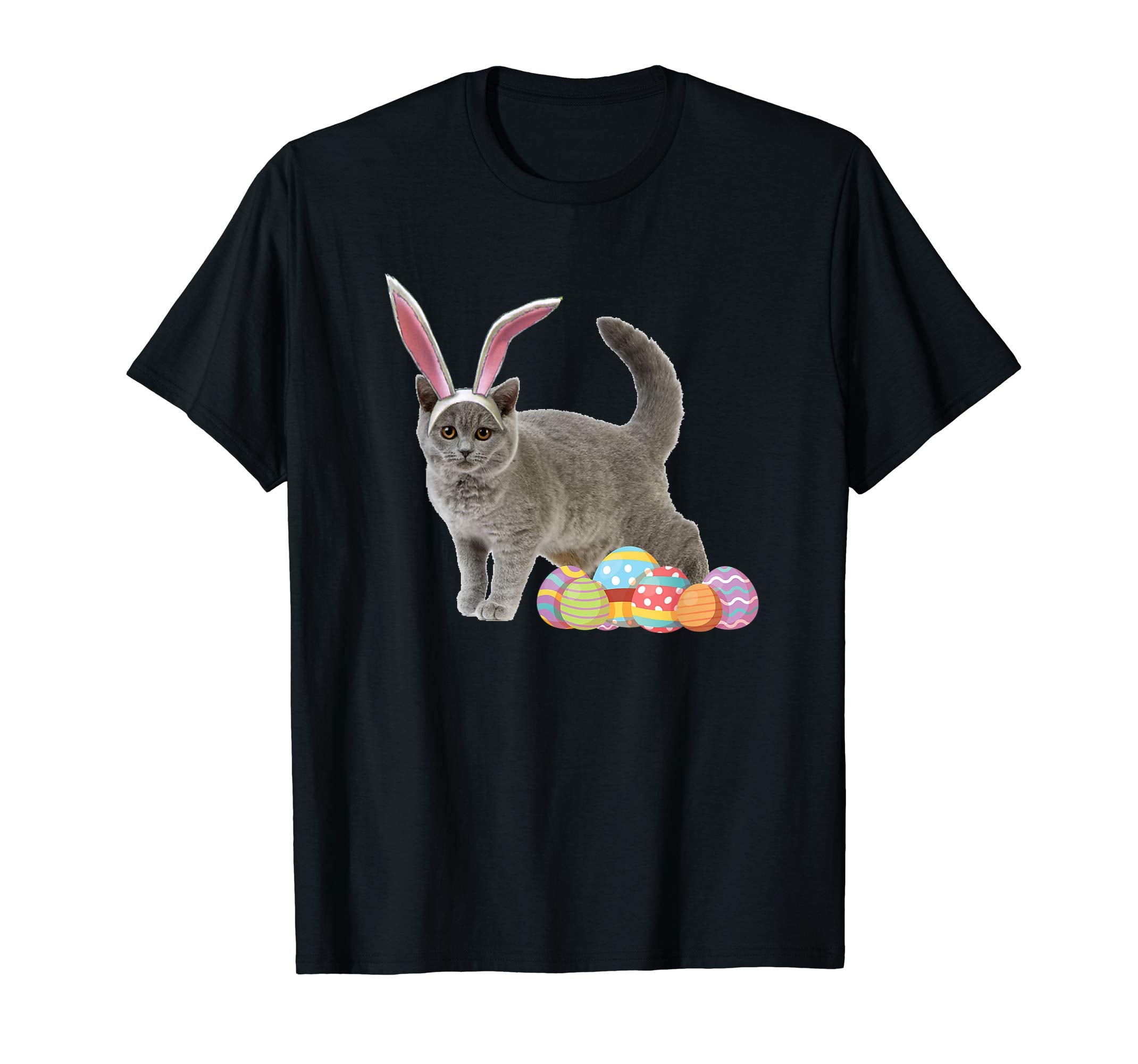 Easter Cat Shirt Russian Blue Funny Bunny Ears &amp; Eggs Gift