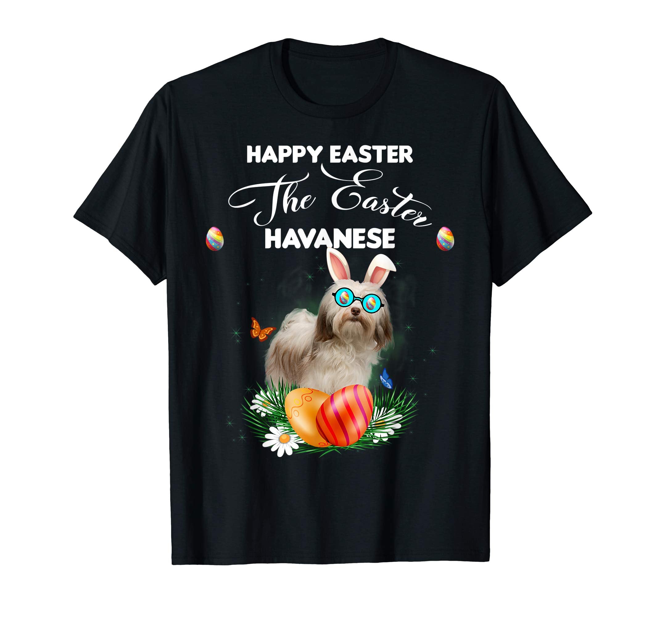 Havanese' Dog Sunglass Bunny Happy Easter Day Tshirt