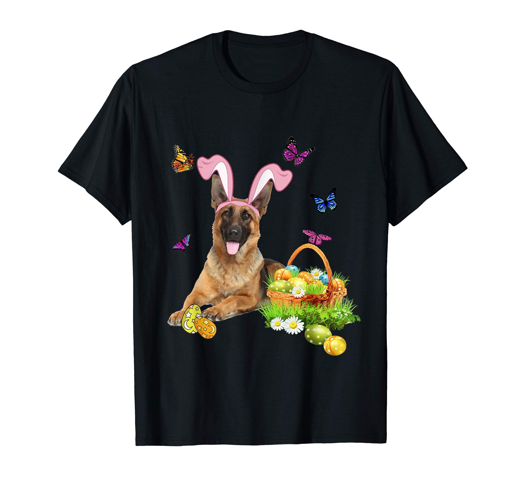 German Shepherd Bunny Hat Rabbit Easter Eggs T-Shirt