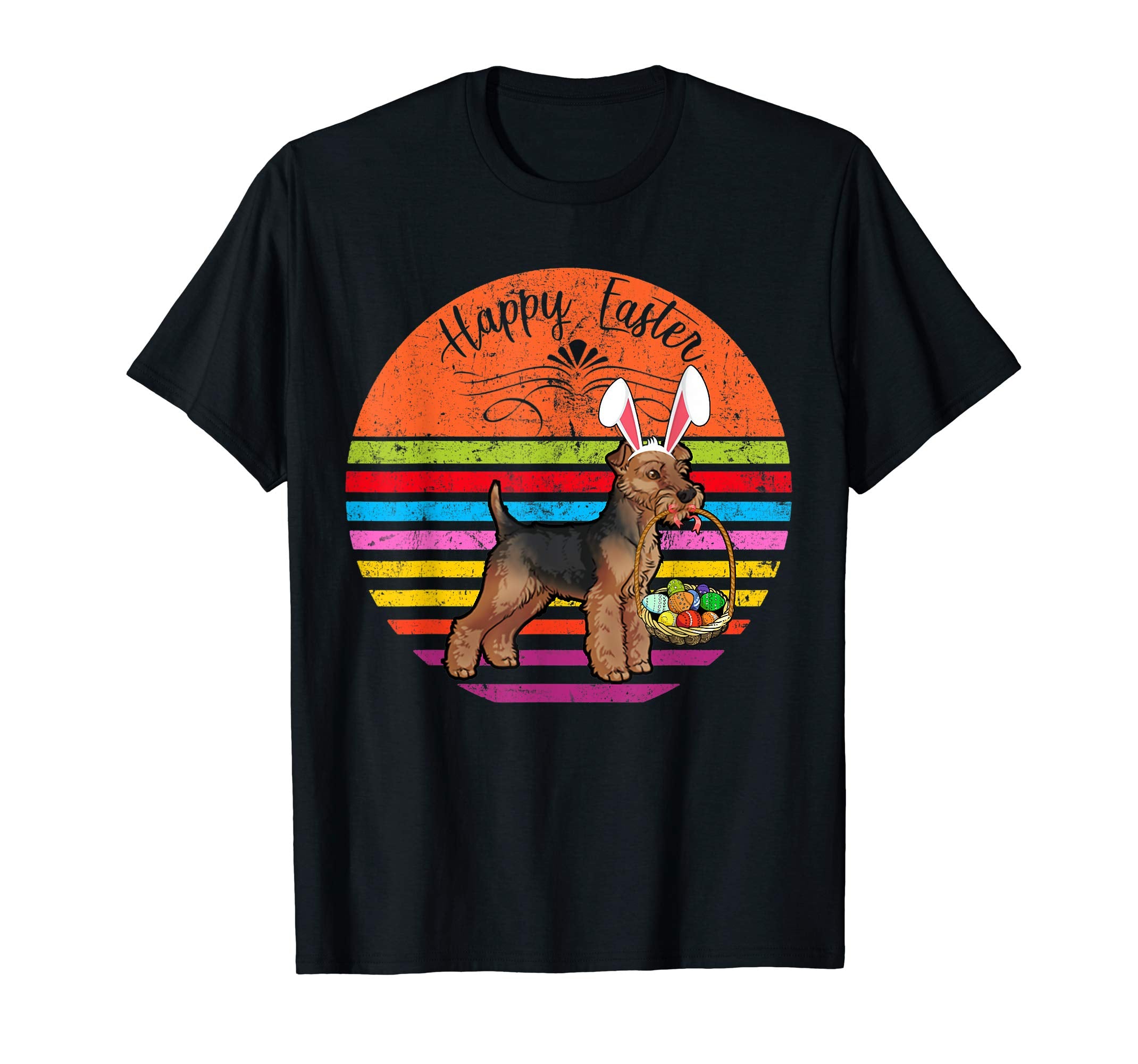 Cute Welsh Terrier Dog With Bunny Hat Easter Eggs T Shirt