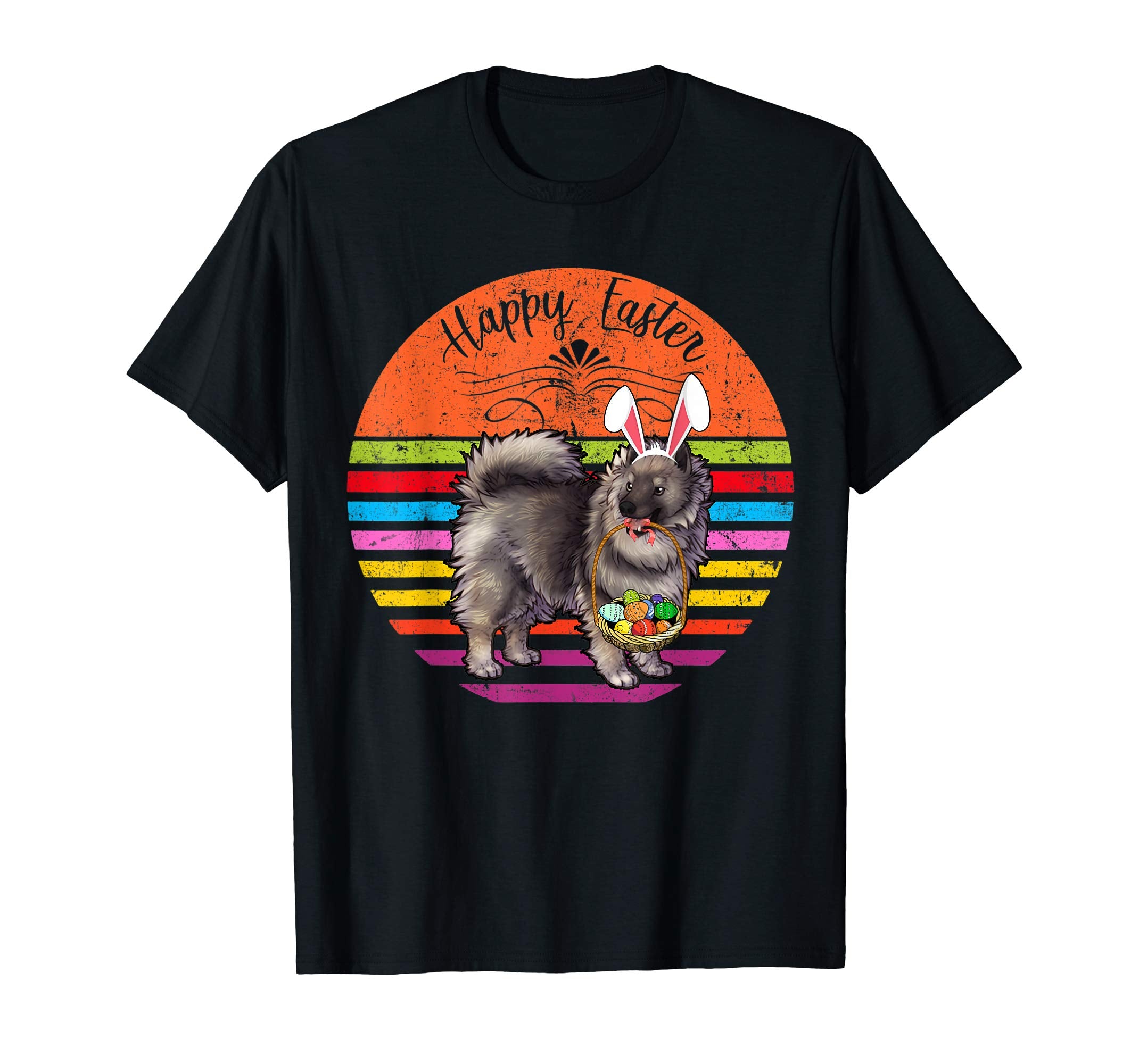 Vintage Keeshond Dog Easter Eggs Basket T Shirt