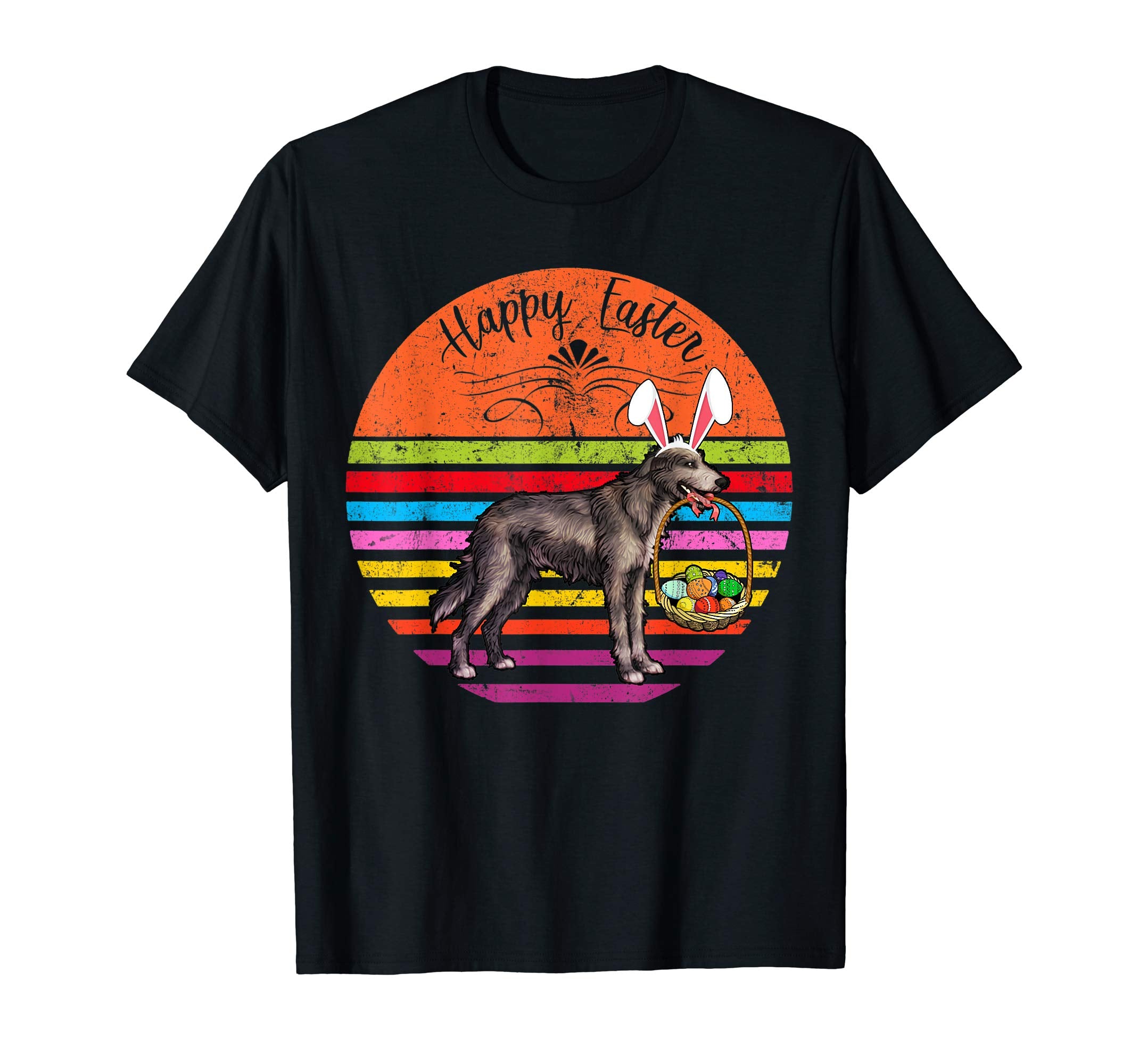 Vintage Irish Wolfhound Dog Easter Eggs Basket T Shirt