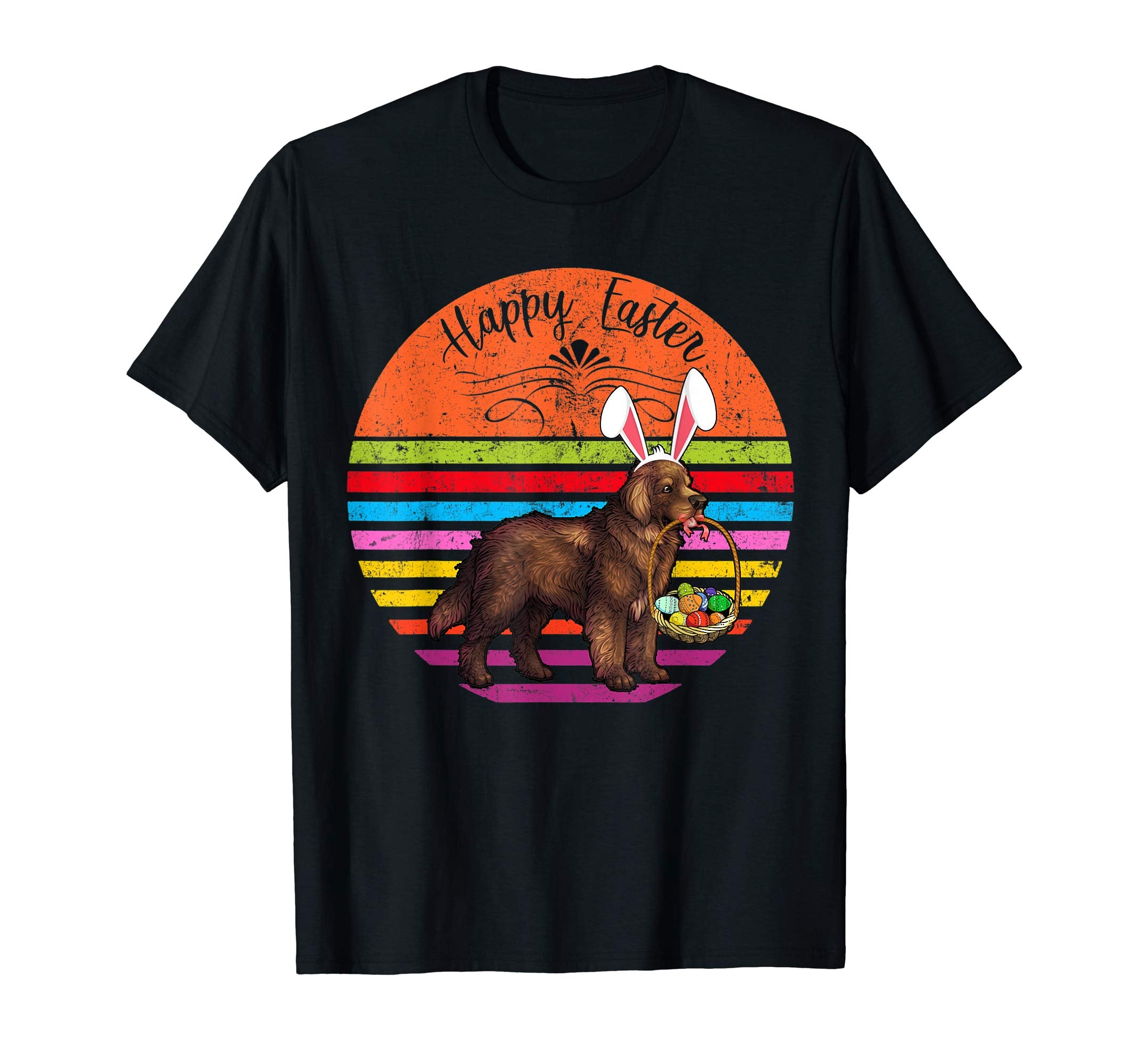 Vintage Newfoundland Dog Easter Eggs Basket T Shirt