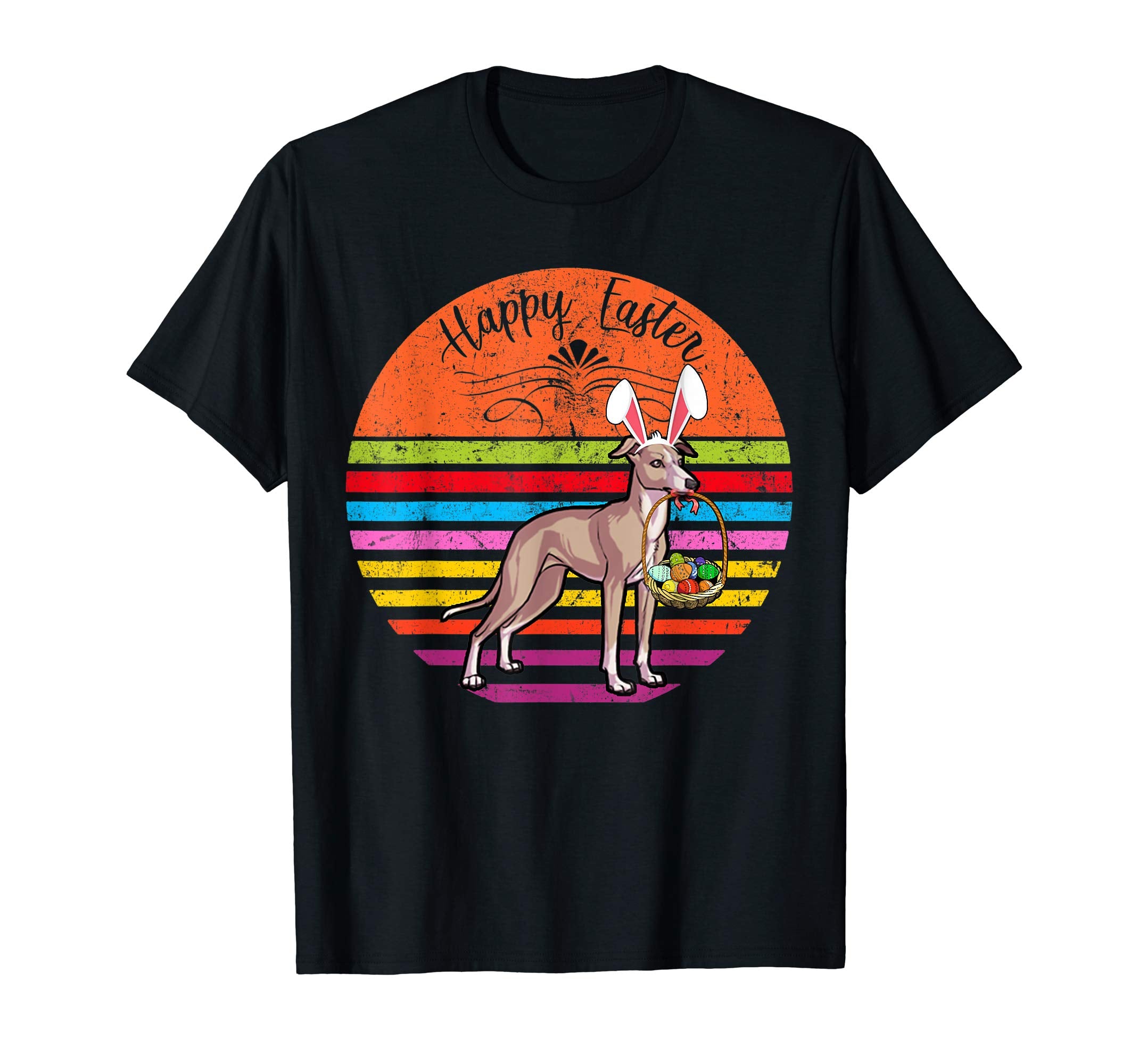 Cute Italian Greyhound Dog With Bunny Hat Easter Eggs Shirt