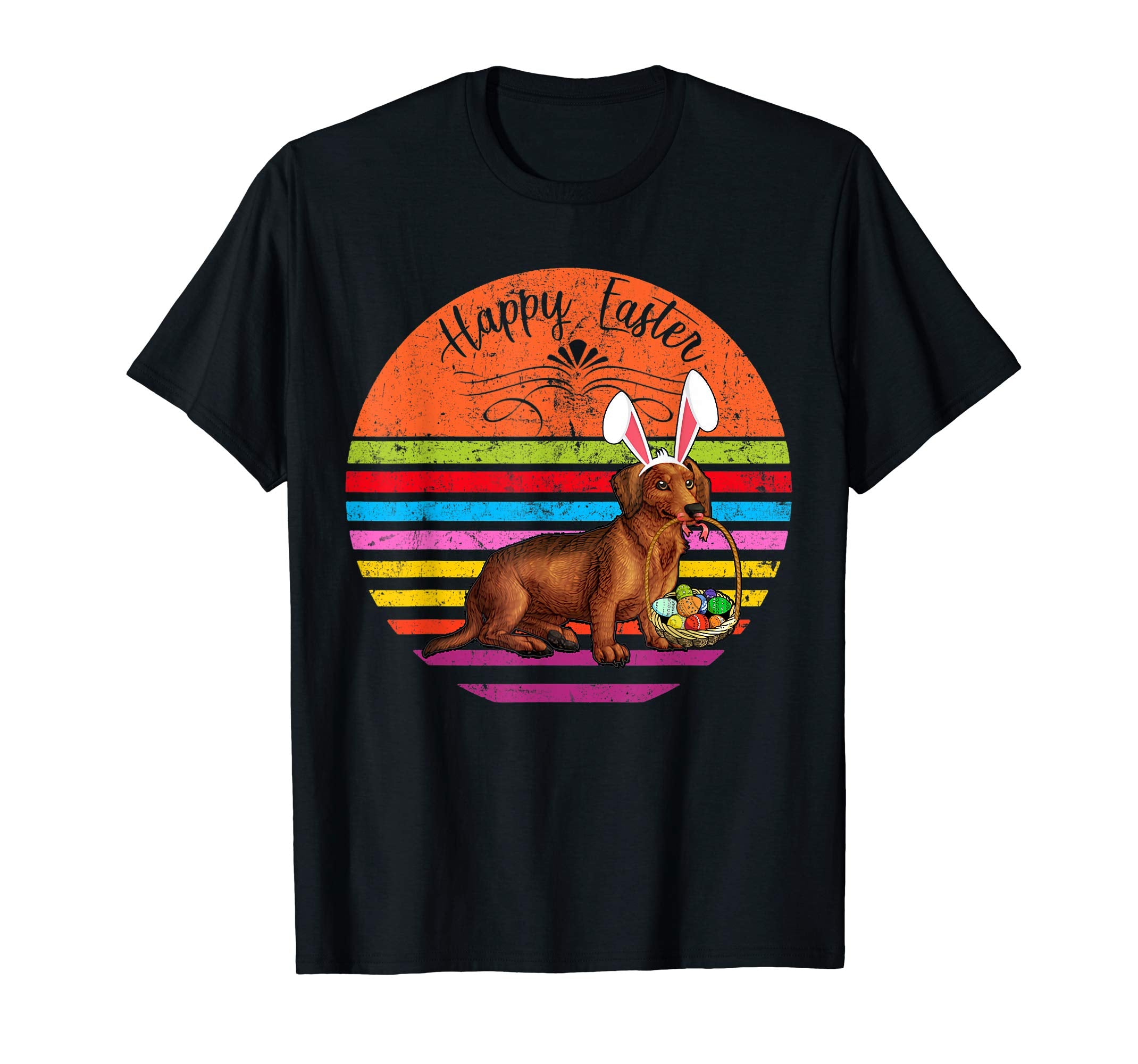 Vintage Dachshund Dog Easter Eggs Basket T Shirt