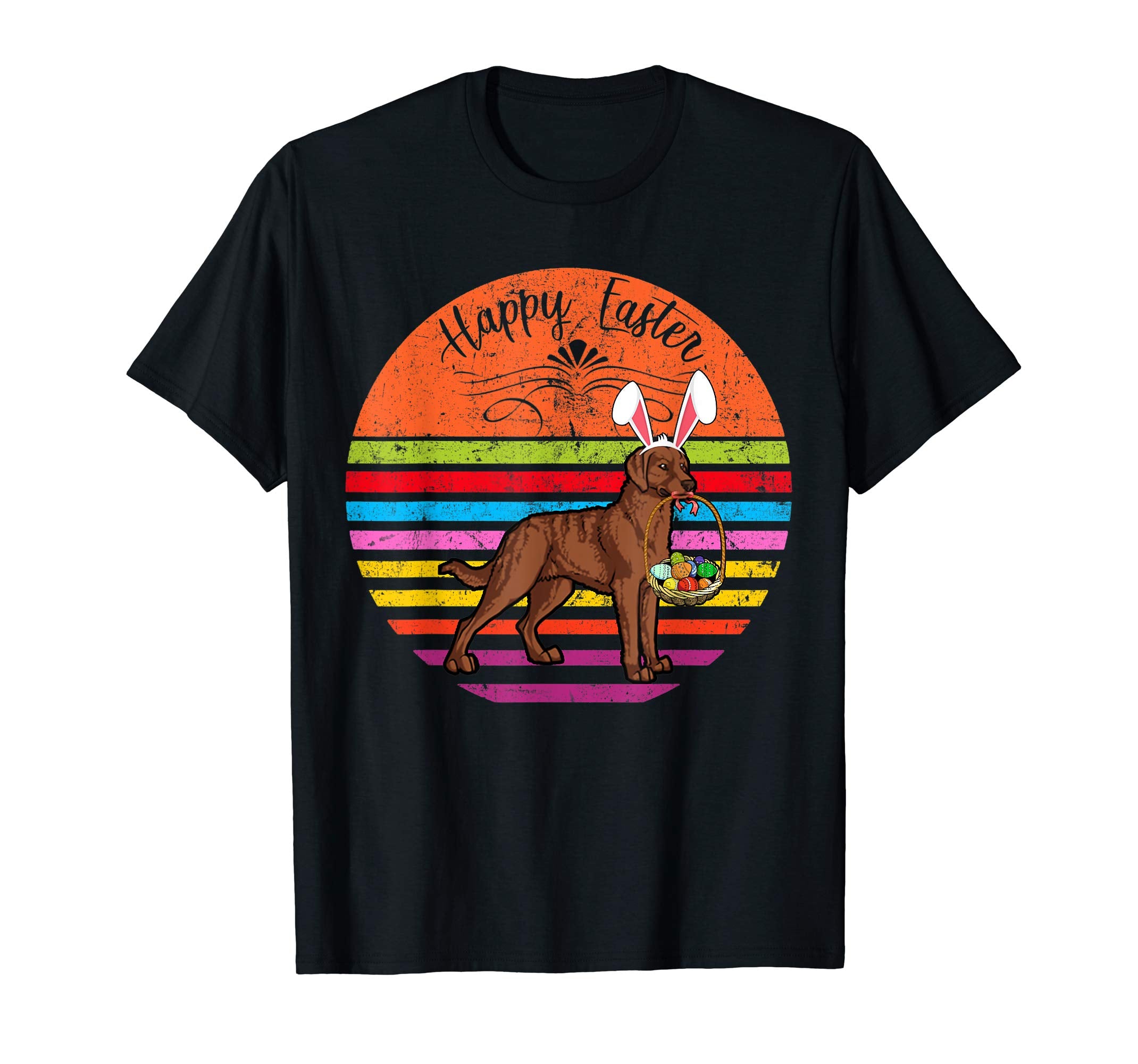 Cute Chesapeake Bay Dog With Bunny Hat Easter Eggs T Shirt