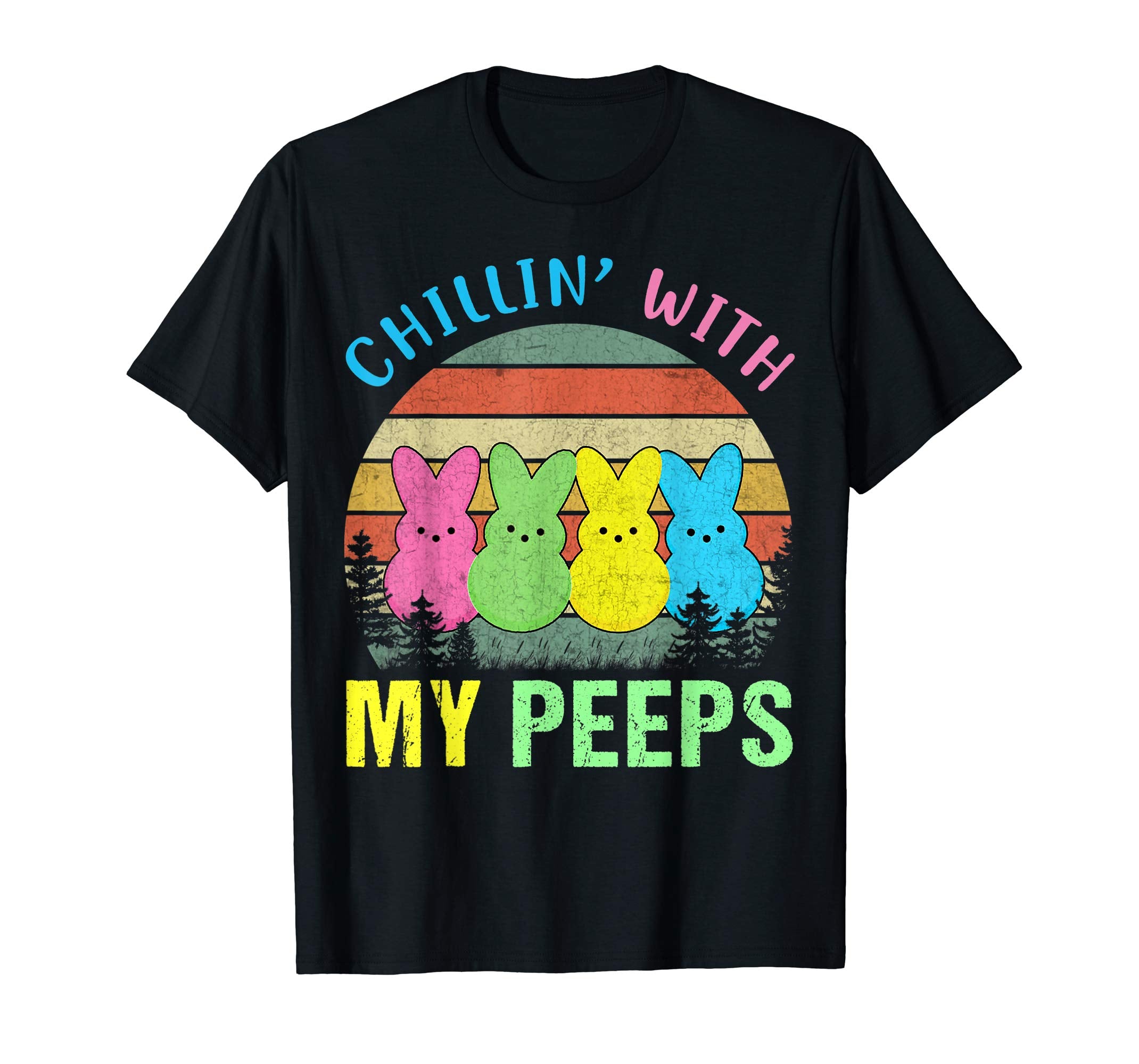 Chillin' With My Peeps Easter Bunny Vintage T-Shirt
