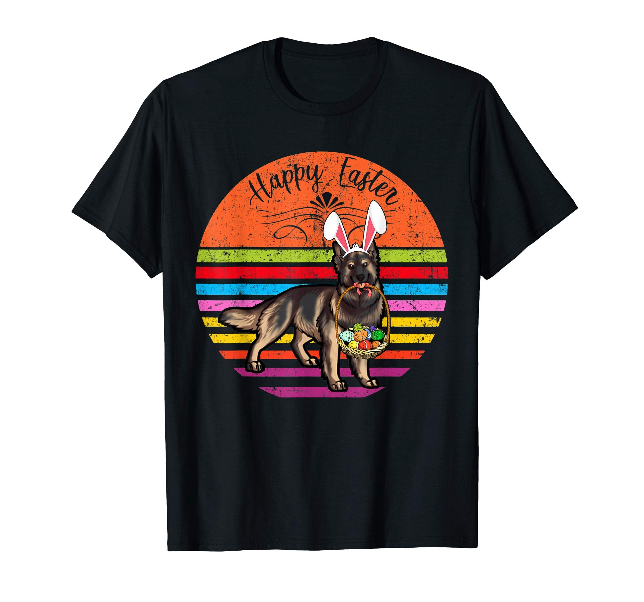 Cute Shiloh Shepherd Dog With Bunny Hat Easter Eggs T Shirt