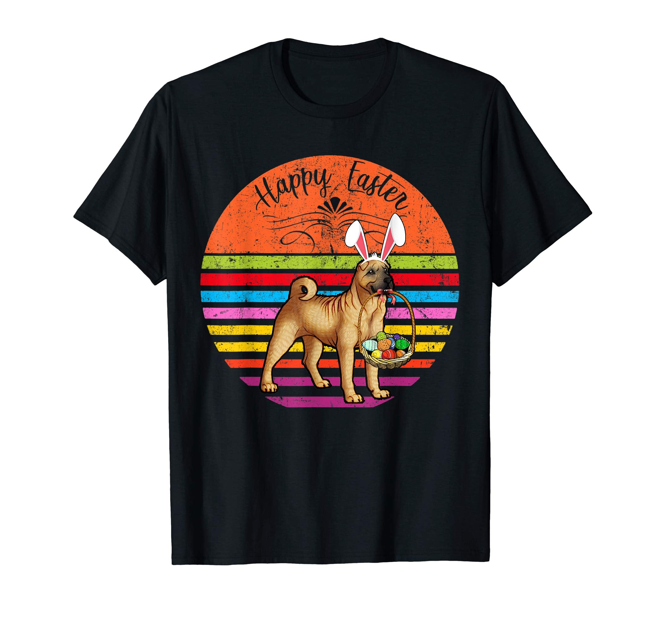 Vintage Chinese Shar-pei Dog Easter Eggs Basket T Shirt