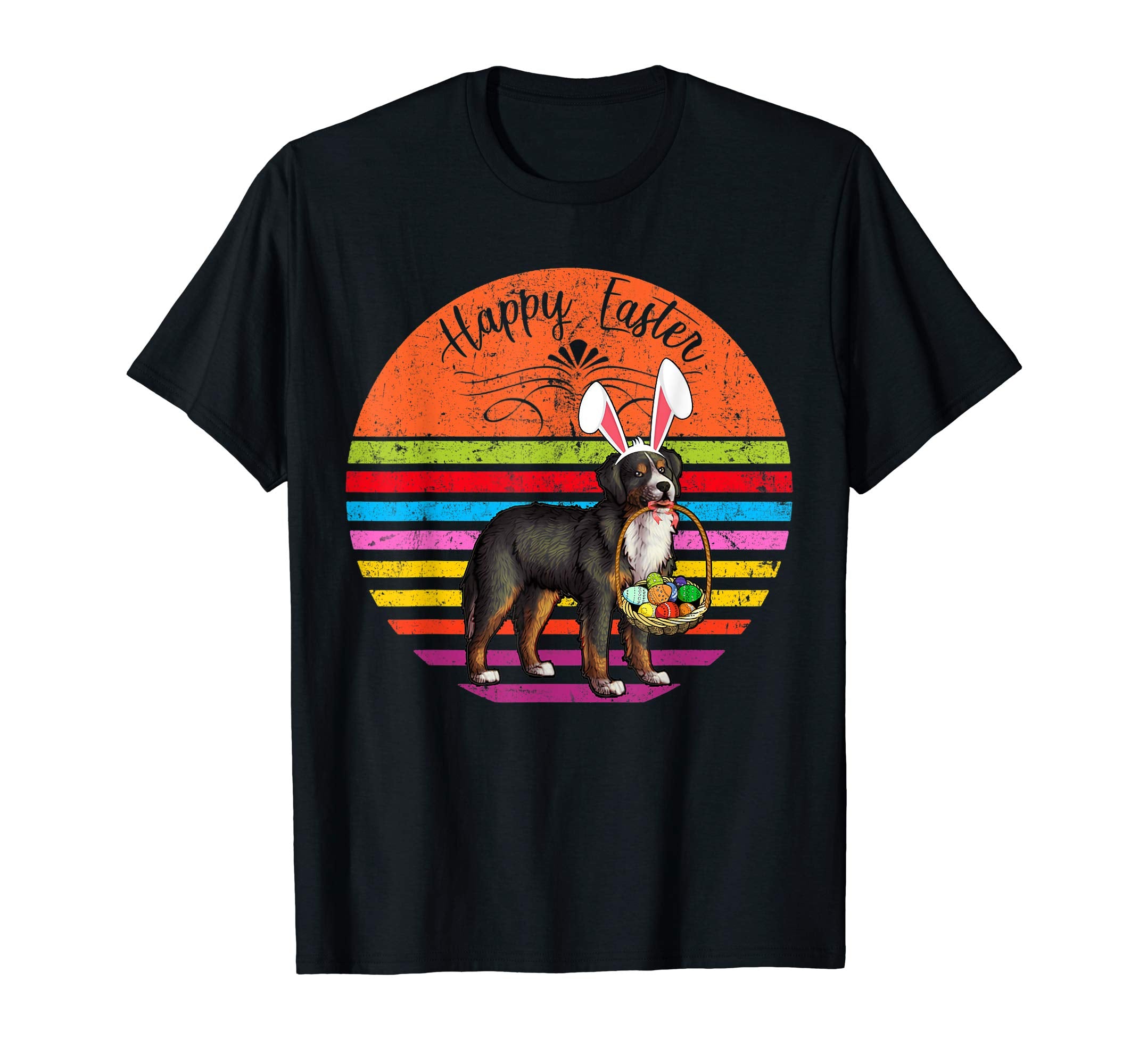 Vintage Bernese Mountain Dog Easter Eggs Basket T Shirt