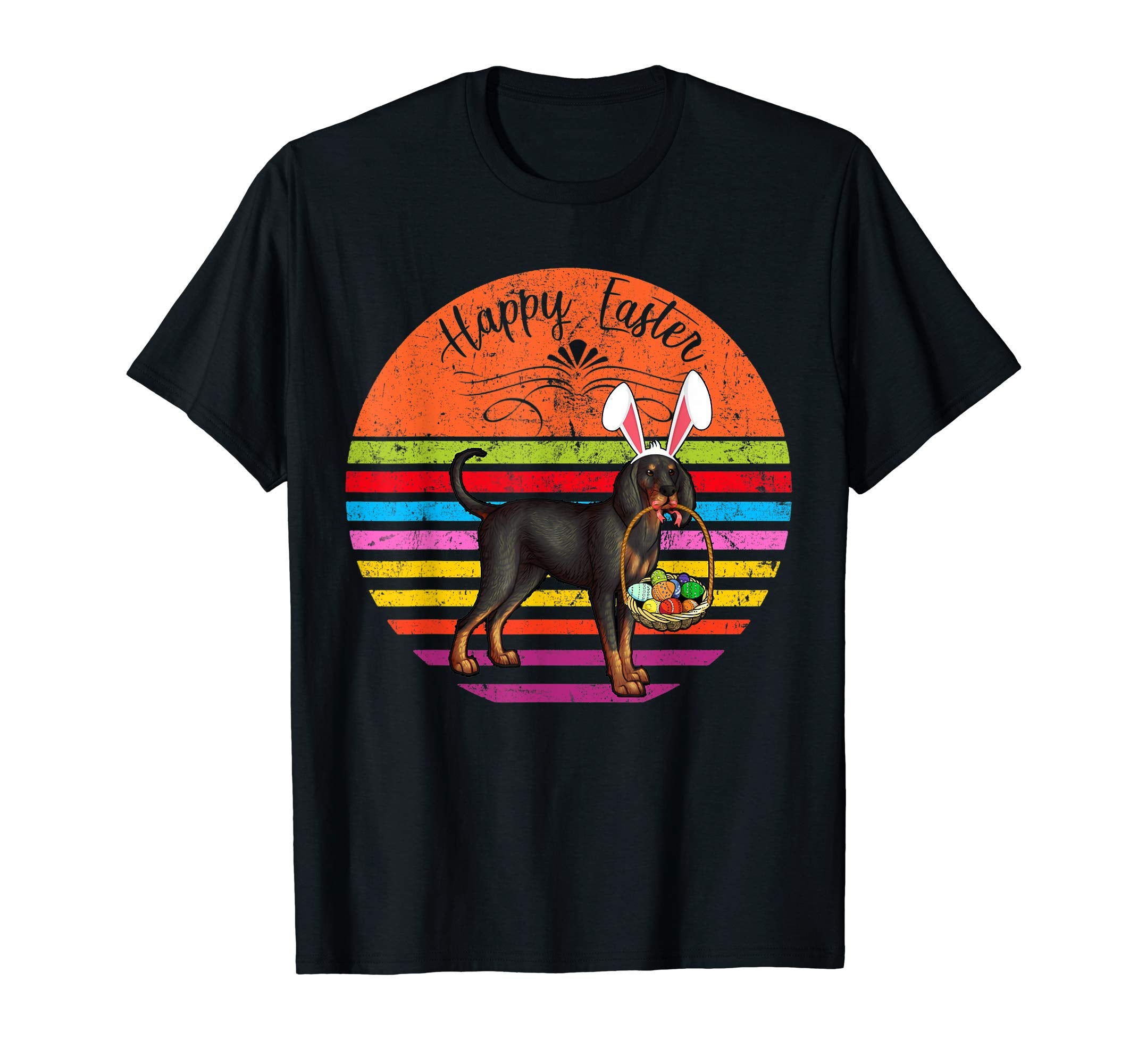 Vintage Black And Tan Coonhound Dog Easter Eggs Basket Shirt