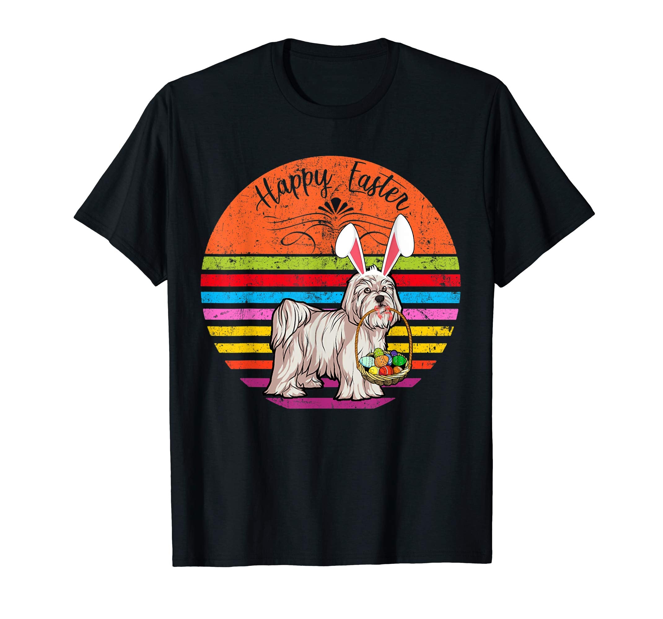 Cute Maltese Dog With Bunny Hat Happy Easter Eggs T Shirt