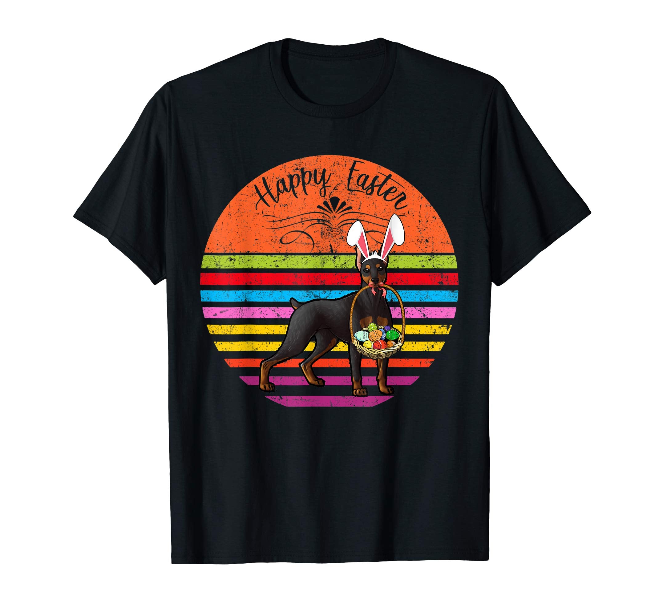 Vintage Doberman Pinscher Dog Easter Eggs Basket T Shirt