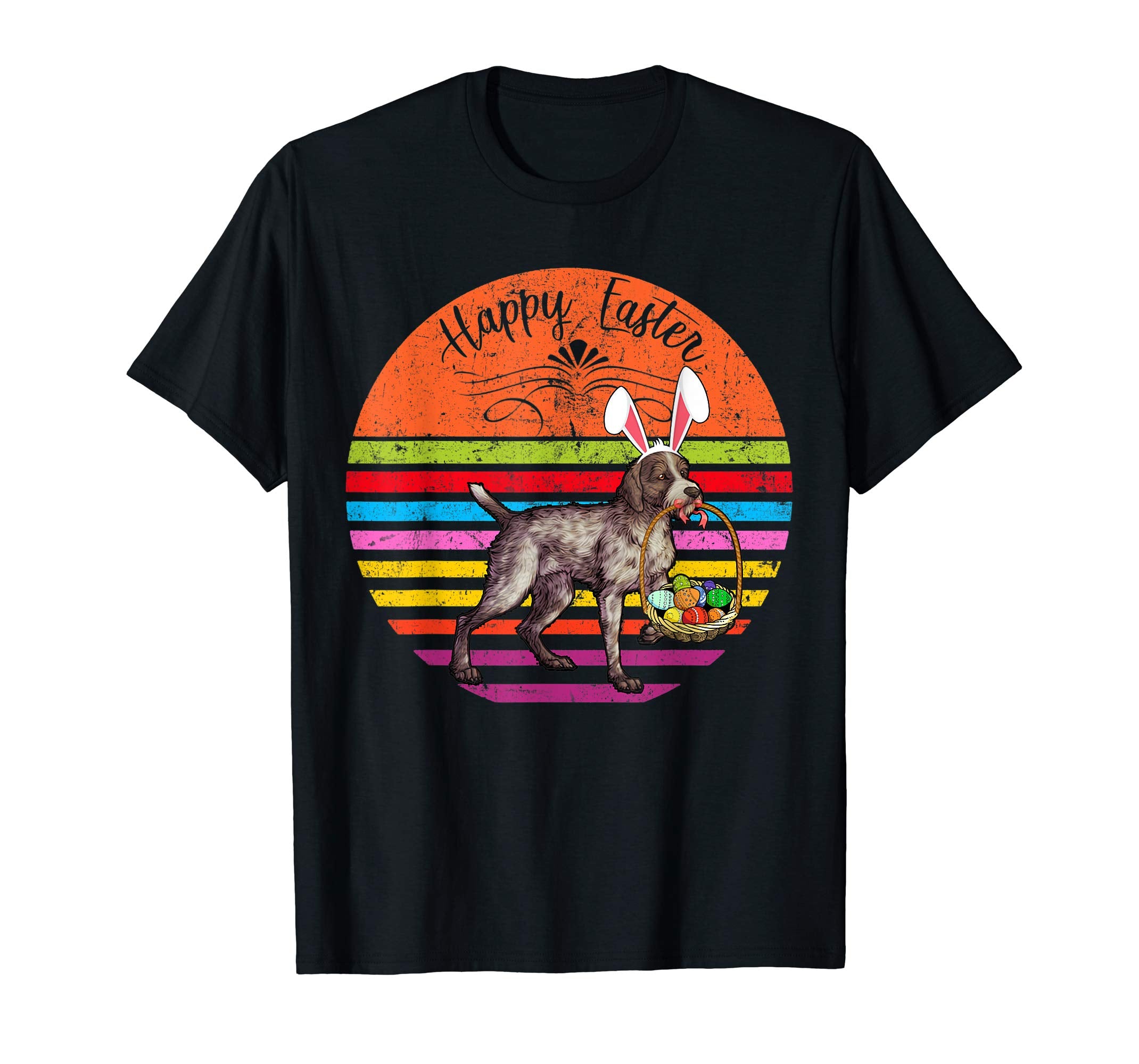 Vintage German Wirehaired Pointer Dog Easter Eggs T Shirt