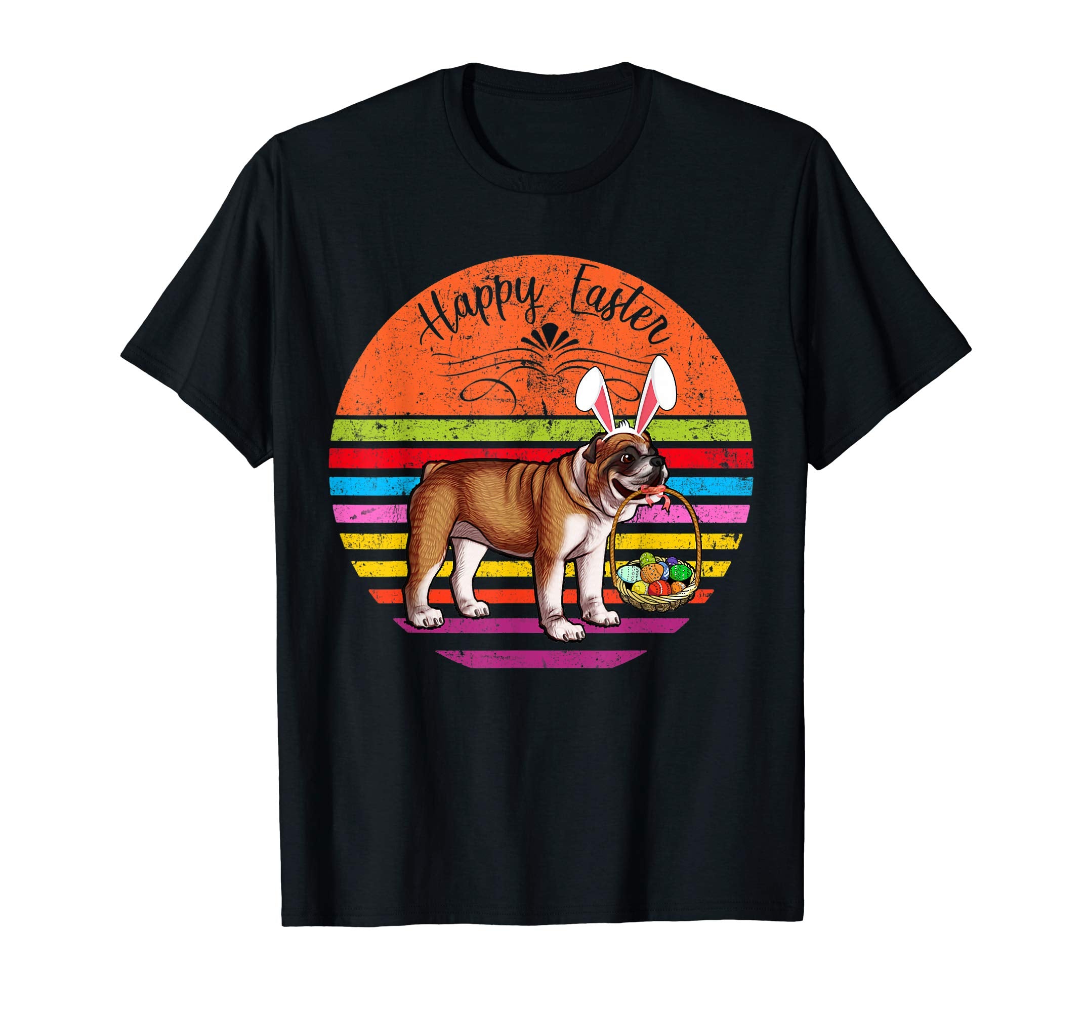 Vintage English Bulldog Dog Easter Eggs Basket T Shirt