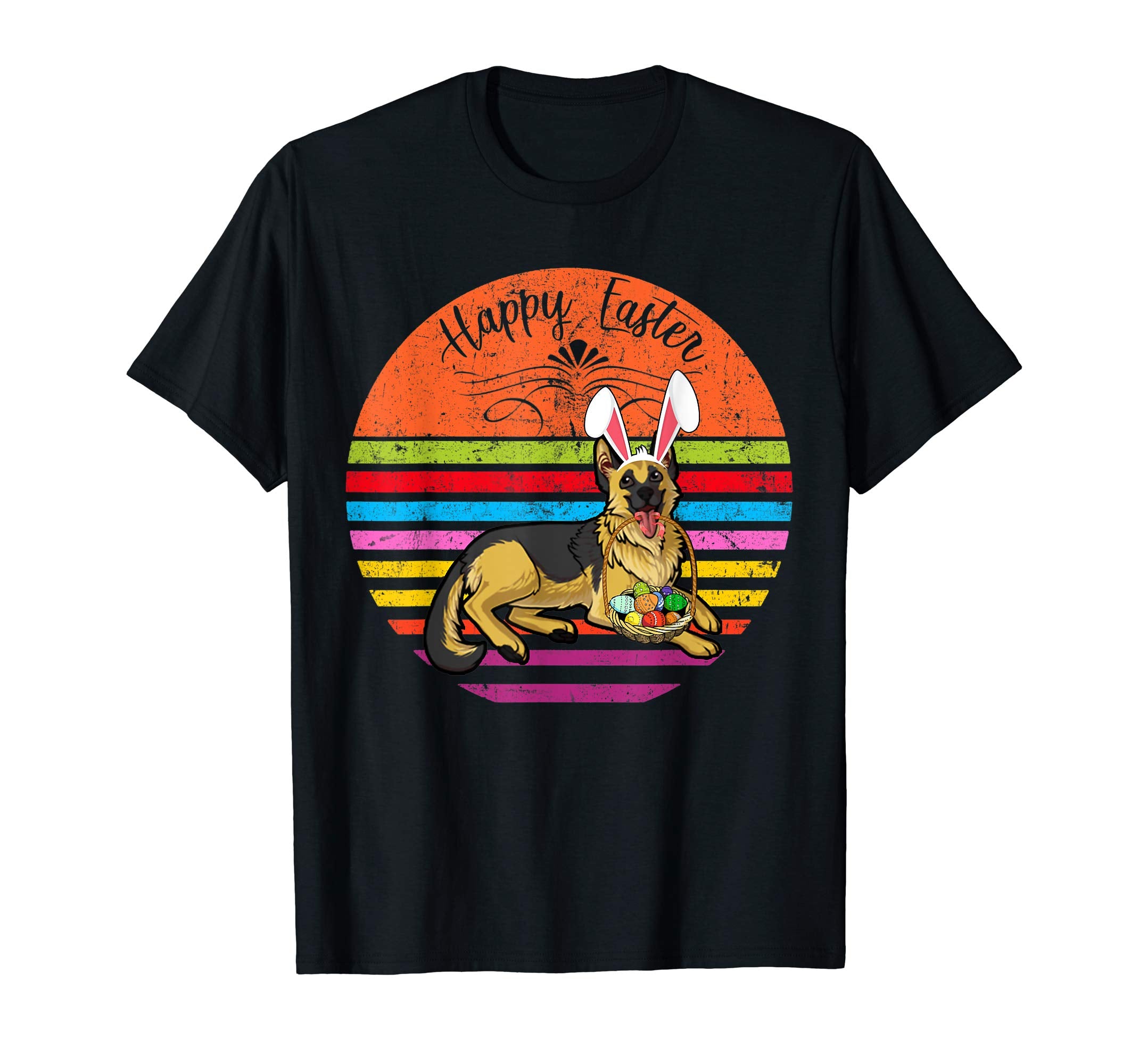 Cute German Shepherd Dog With Bunny Hat Easter Eggs T Shirt
