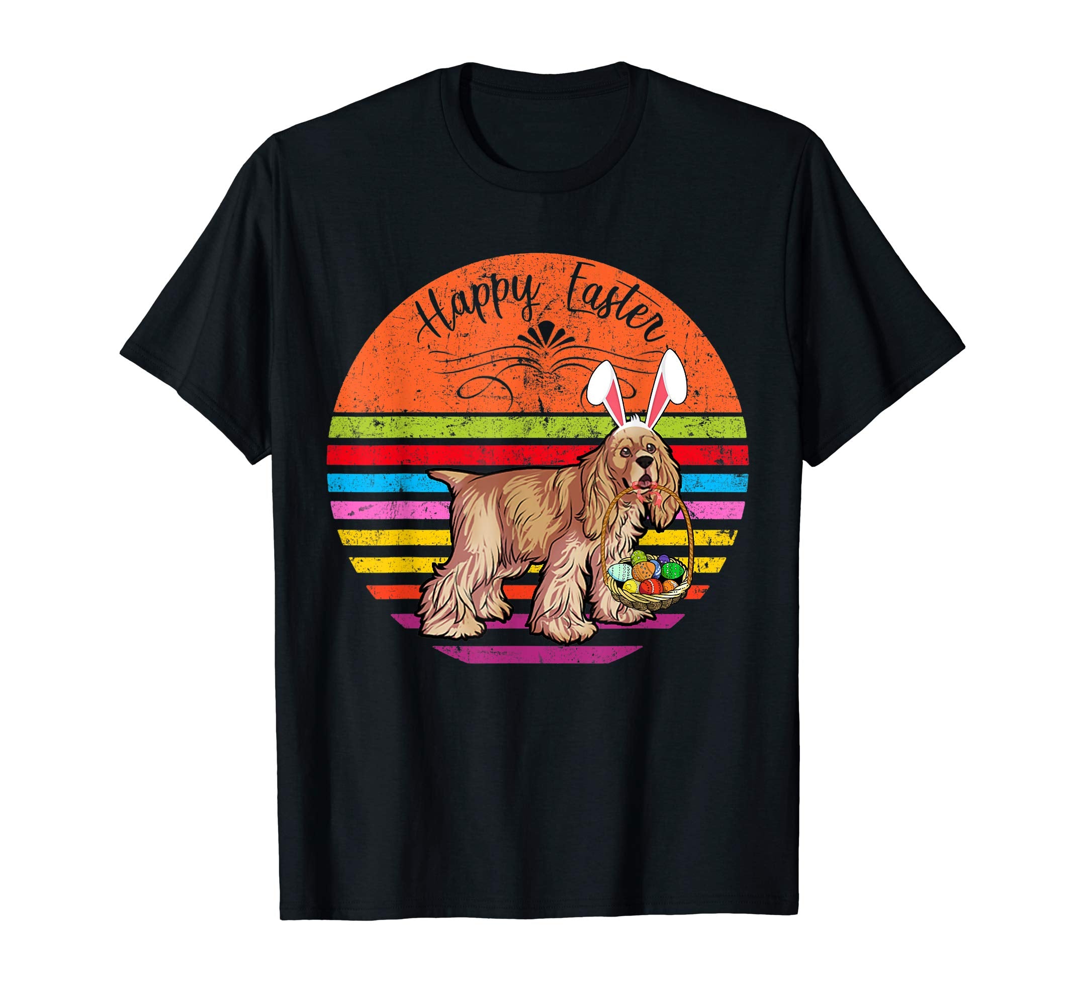 Cute Cocker Spaniel Dog With Bunny Hat Easter Eggs T Shirt